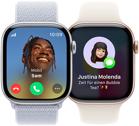 Apple Watch S10 Aluminium 42mm Silber Sportarmband denim S M