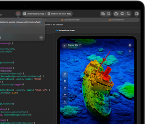Ein MacBook Pro Display zeigt die Integration von KI Assistenten in Xcode