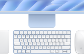 Magic Keyboard mit Touch ID in Blau, Magic Trackpad und Magic Mouse