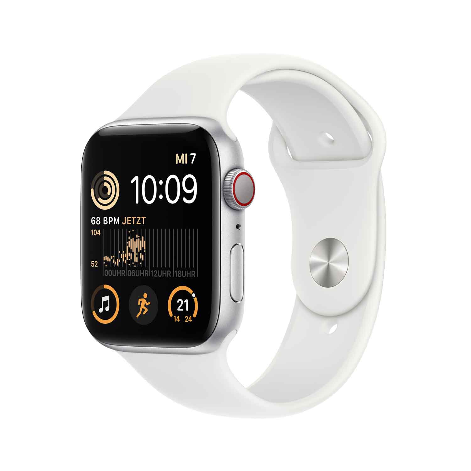 Image of Apple Watch SE Aluminium Cellular 44mm Silber (Sportarmband weiß) - 2022