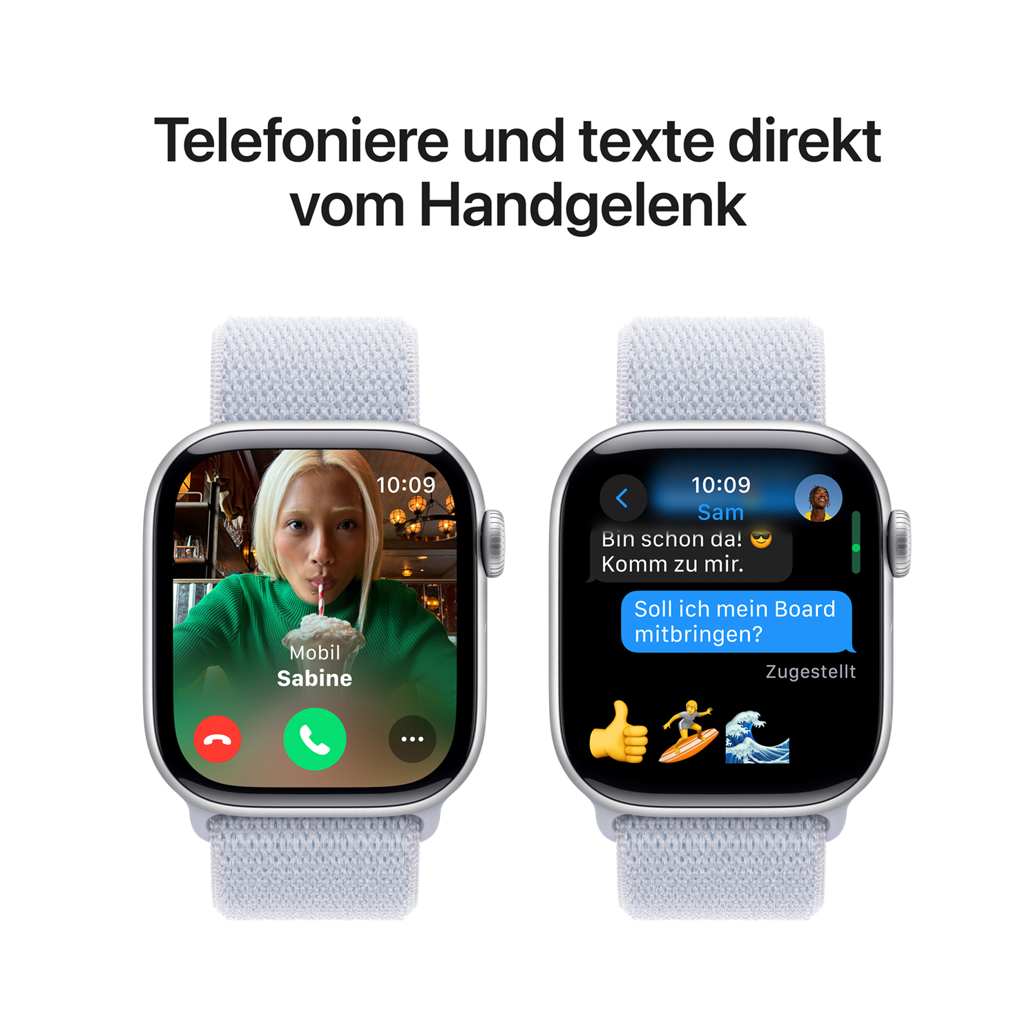 Apple Watch S10 Aluminium 42mm Silber Sport Loop blaue Wolke