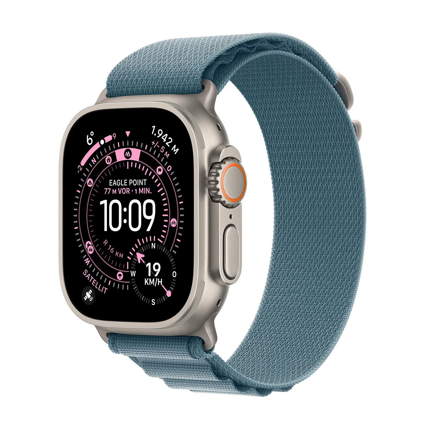 Apple Watch Ultra 3 GPS + Cellular 49mm Natur Titanium Case mit Hellblau Alpine Loop Small