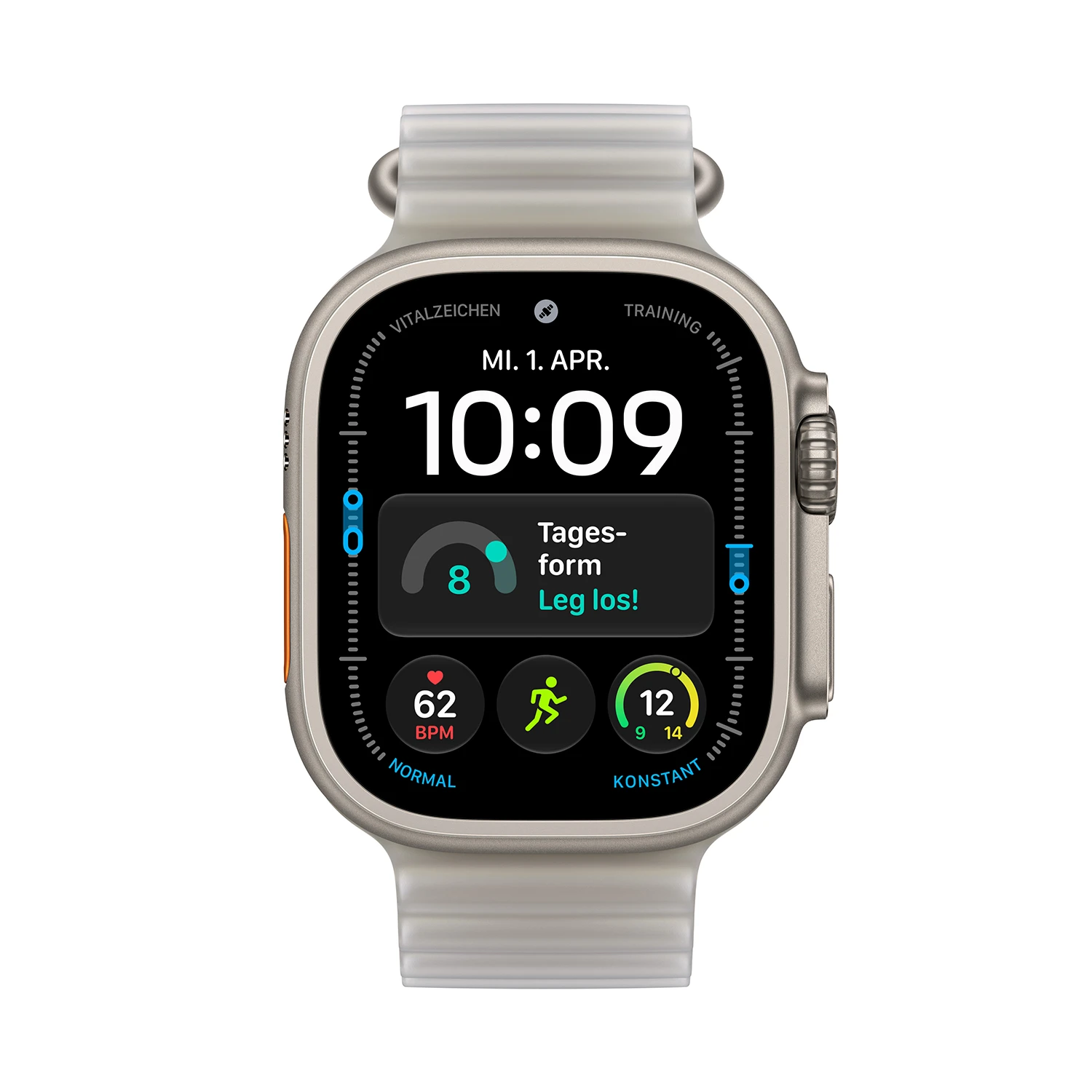 Apple Watch Ultra 4 Titanium Cellular 49mm Natur (Ocean Armband halbtransparentes grau)