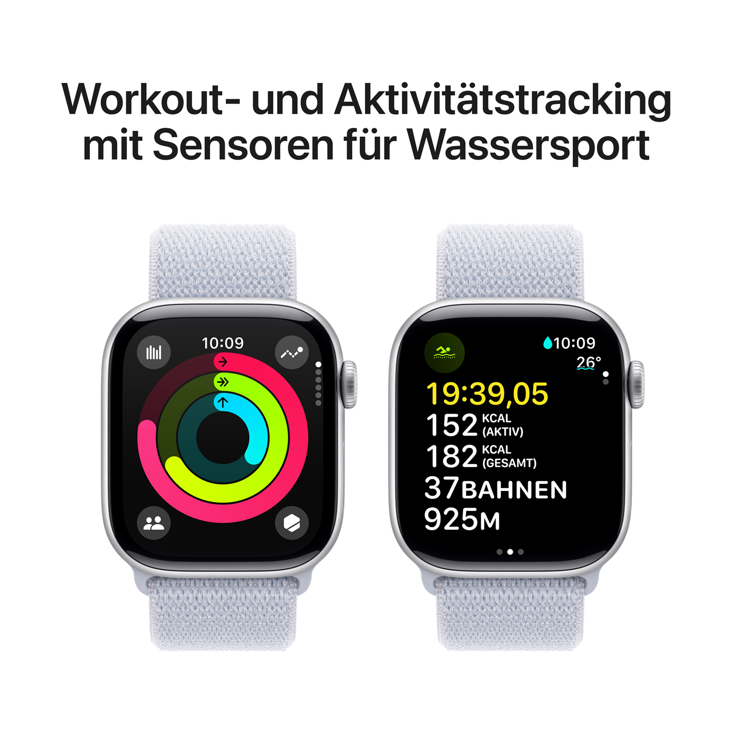Apple Watch S10 Aluminium 42mm Silber Sport Loop blaue Wolke