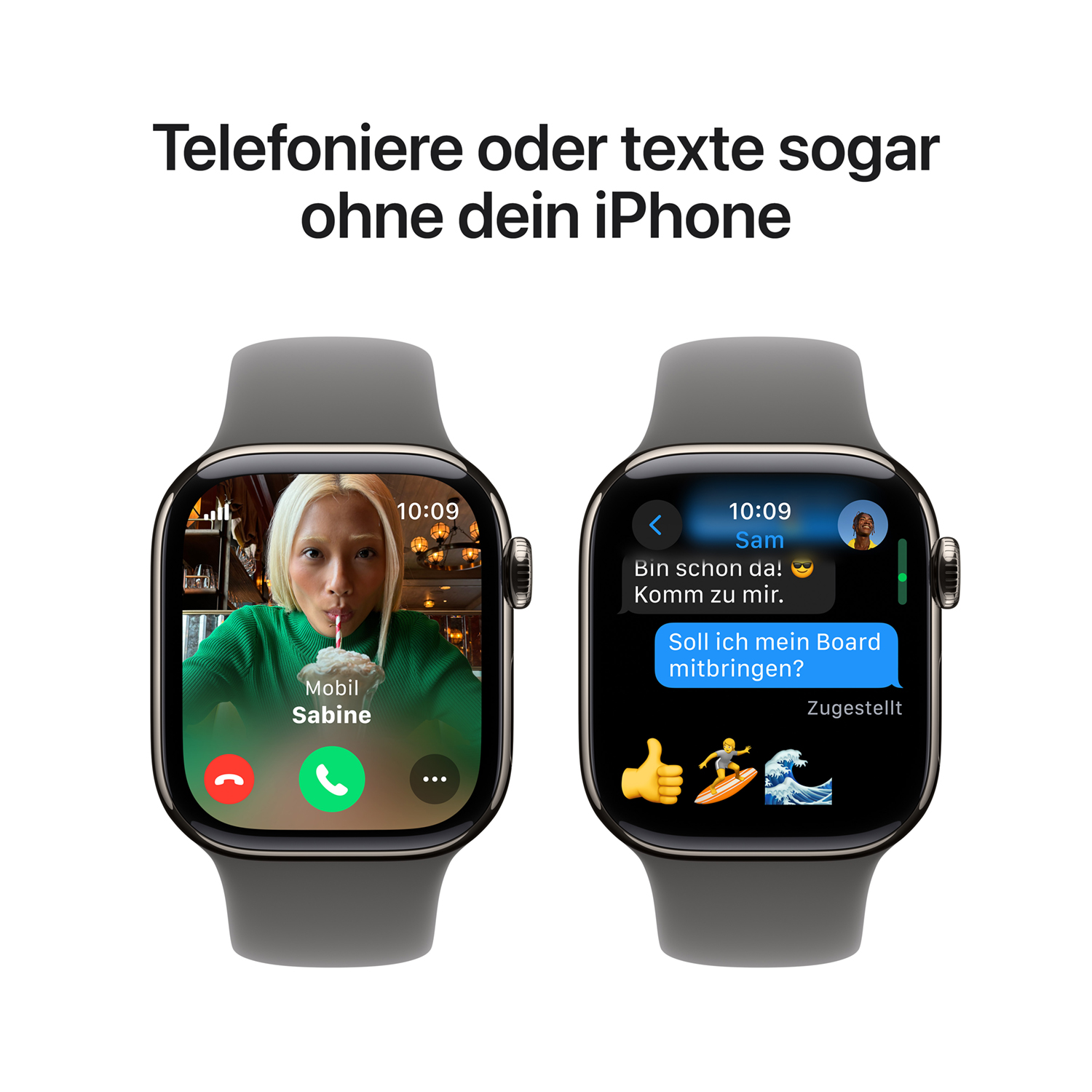 Apple Watch S10 Titan Natur Cellular 42mm Sportarmband steingrau S M