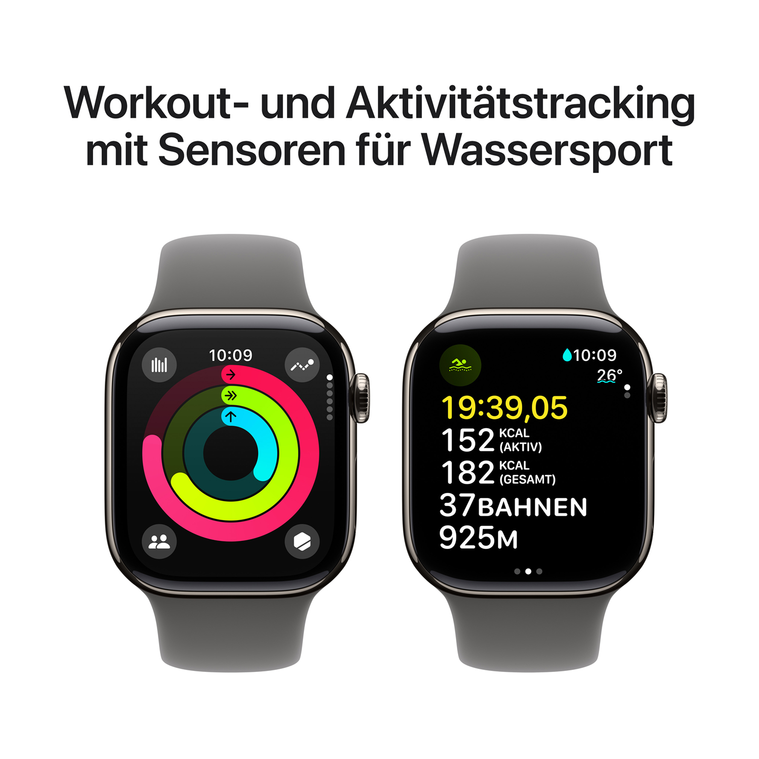 Apple Watch S10 Titan Natur Cellular 42mm Sportarmband steingrau S M
