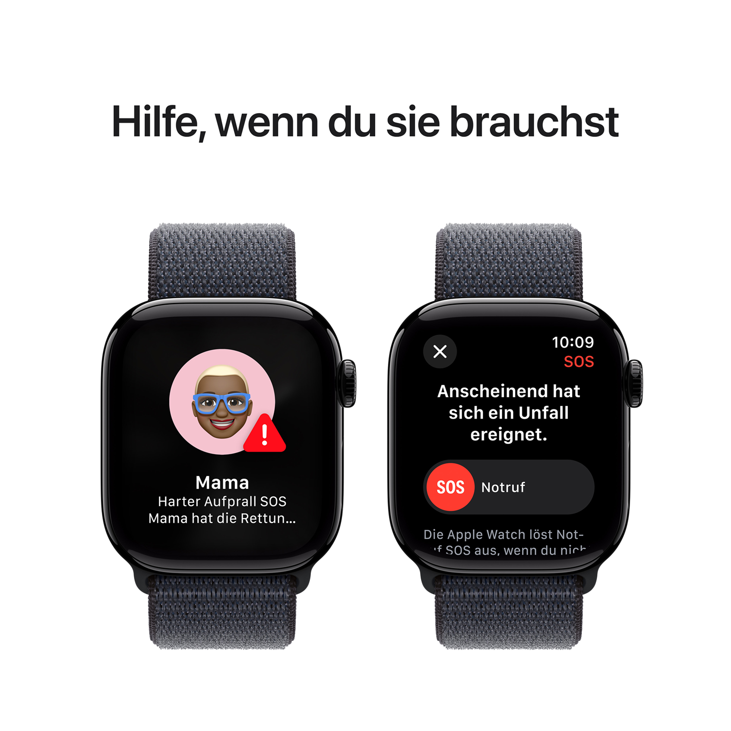 Apple Watch S10 Aluminium 42mm Diamantschwarz Sport Loop tinte