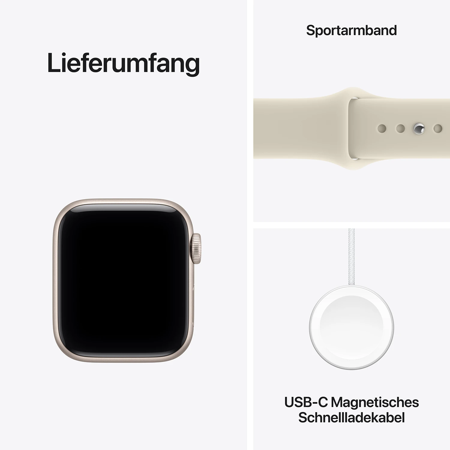 Apple Watch SE 3 Aluminium 40mm Polarstern (Sportarmband sand) S/M 2026