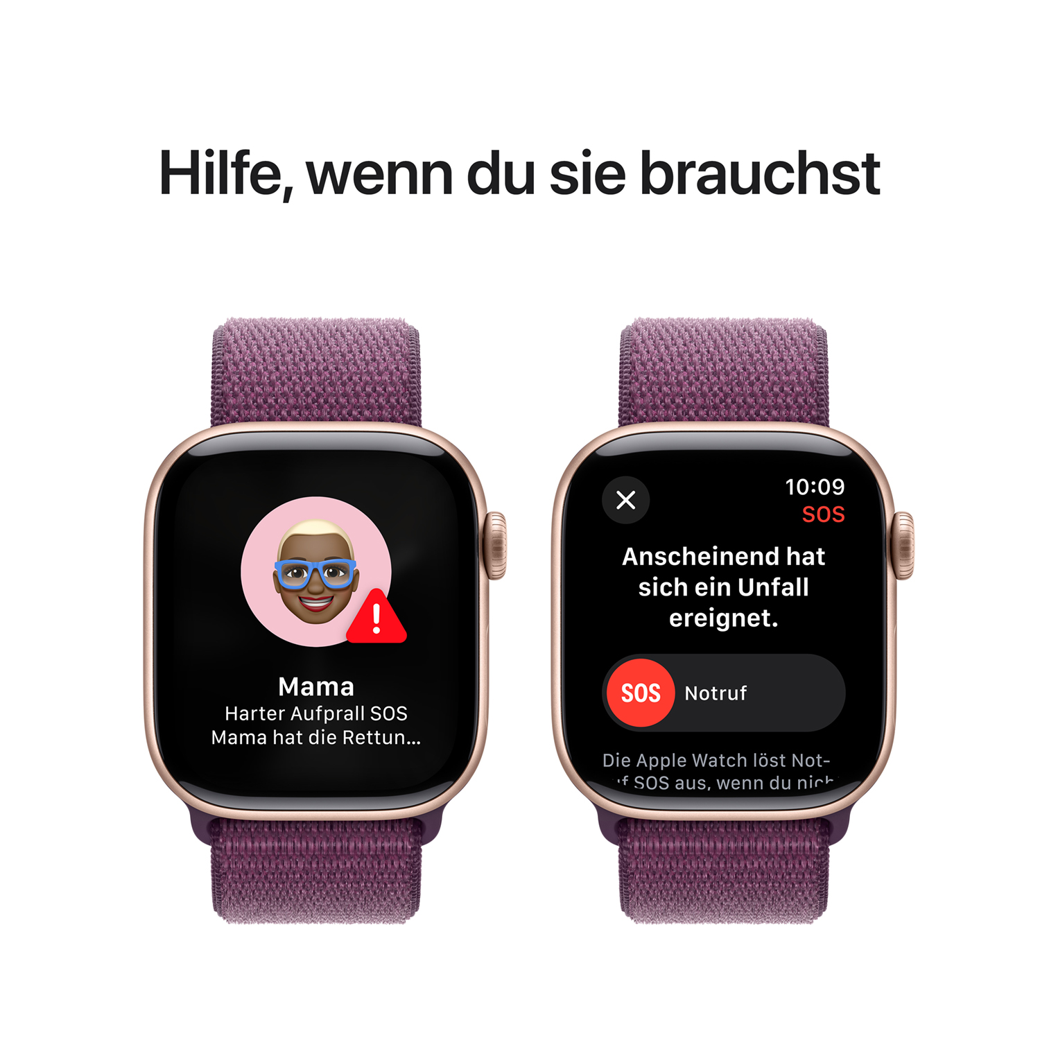Apple Watch S10 Aluminium 42mm Rosegold Sport Loop pflaume
