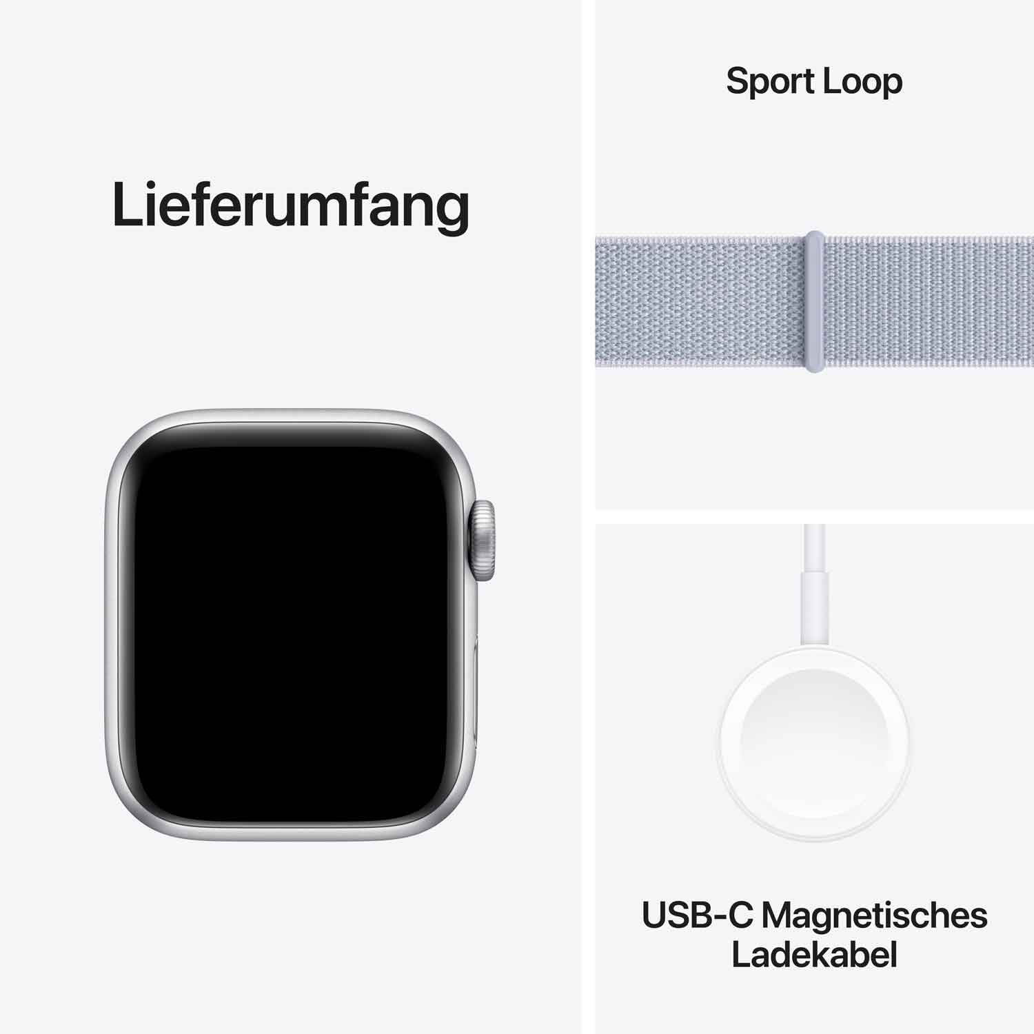 Apple Watch SE Aluminium 40mm Silber (Sport Loop blaue Wolke) - 2024
