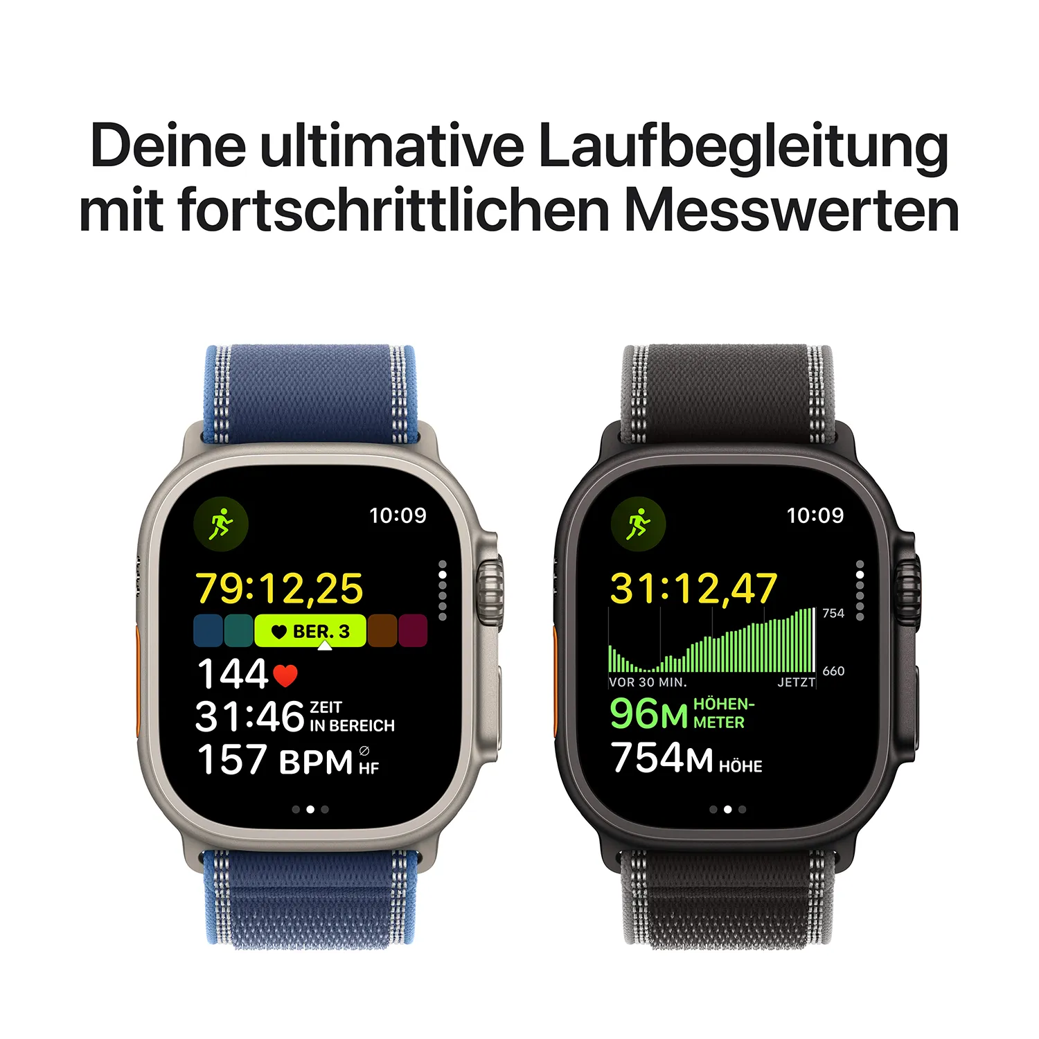 Apple Watch Ultra 3 GPS + Cellular 49mm Natur Titanium Case mit Blau/Hellblau Trail Loop - S/M