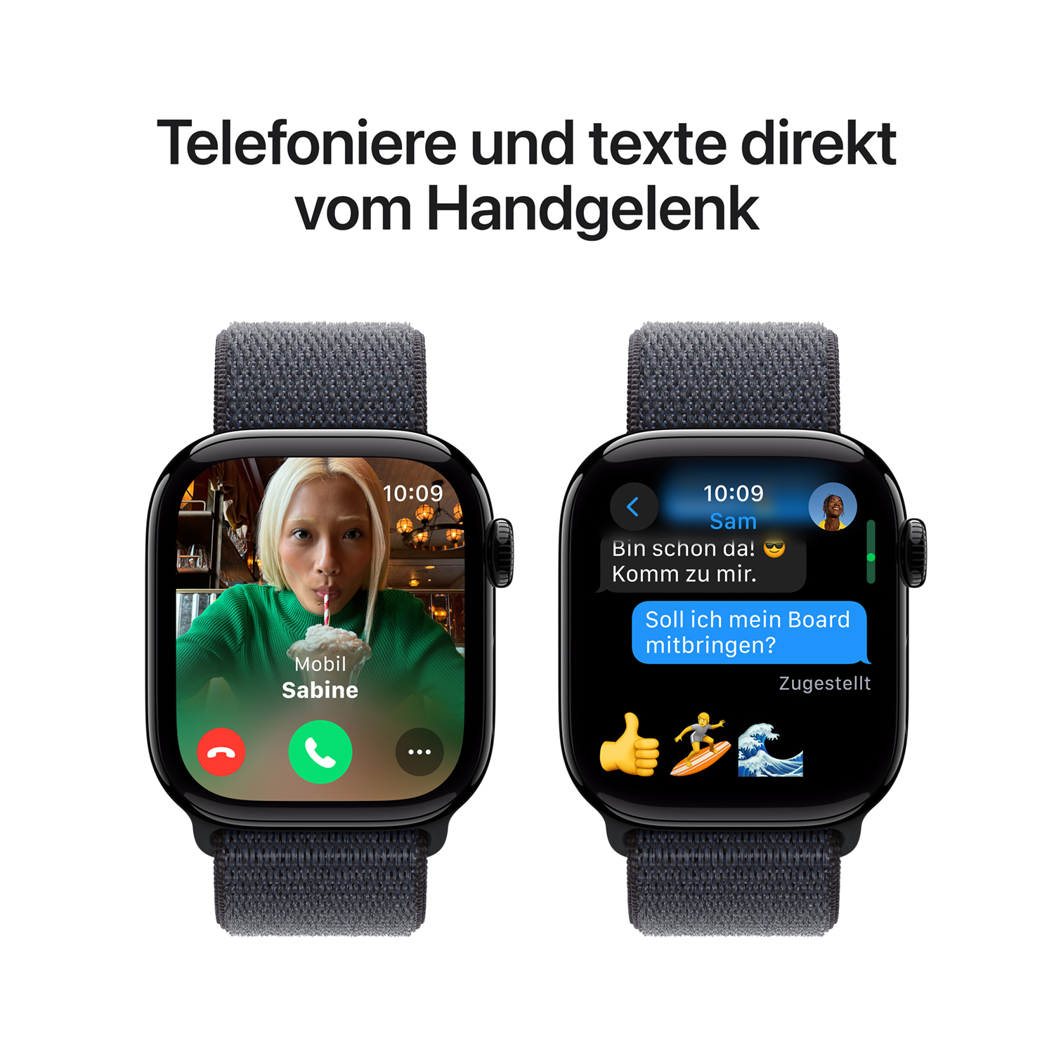Apple Watch S10 Aluminium 42mm Diamantschwarz Sport Loop tinte