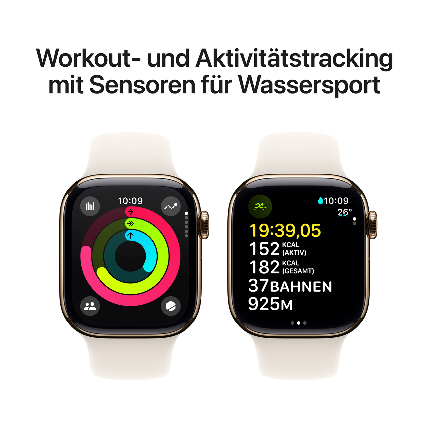 Apple Watch S10 Titan Gold Cellular 42mm Sportarmband polarstern S M