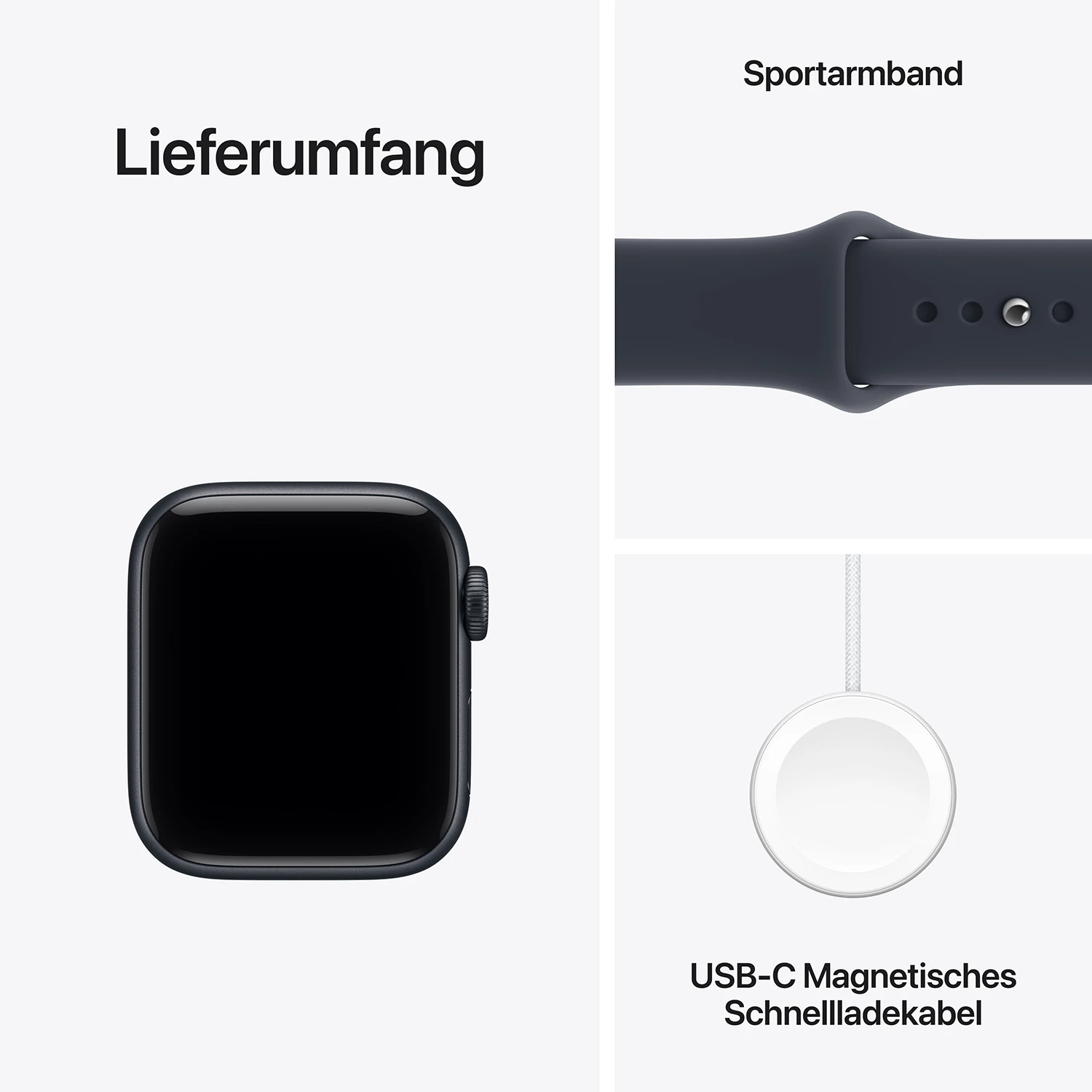 Apple Watch SE 3 Aluminium 40mm Mitternacht (Sportarmband navyblau) S/M 2026