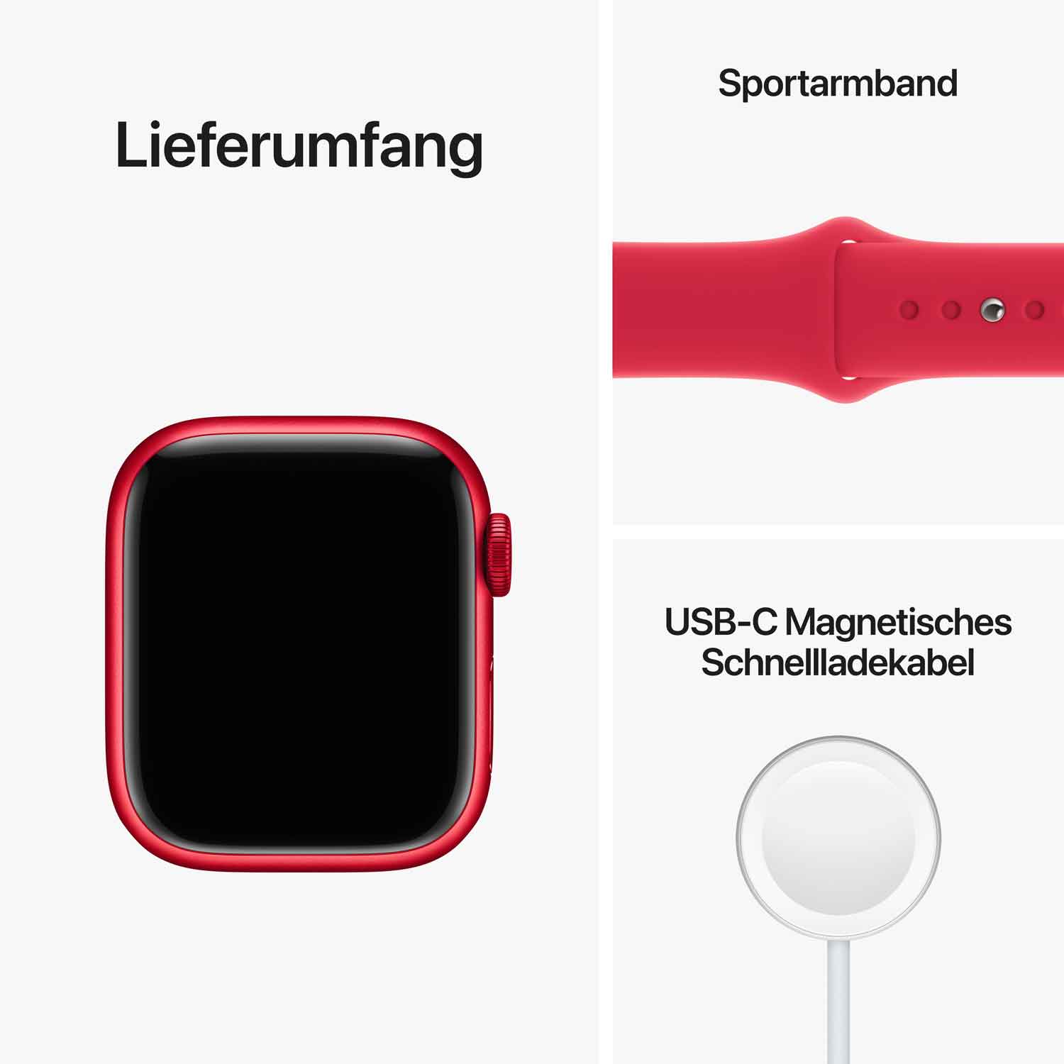 Apple Watch S8 Aluminium 41mm Rot (Sportarmband rot)