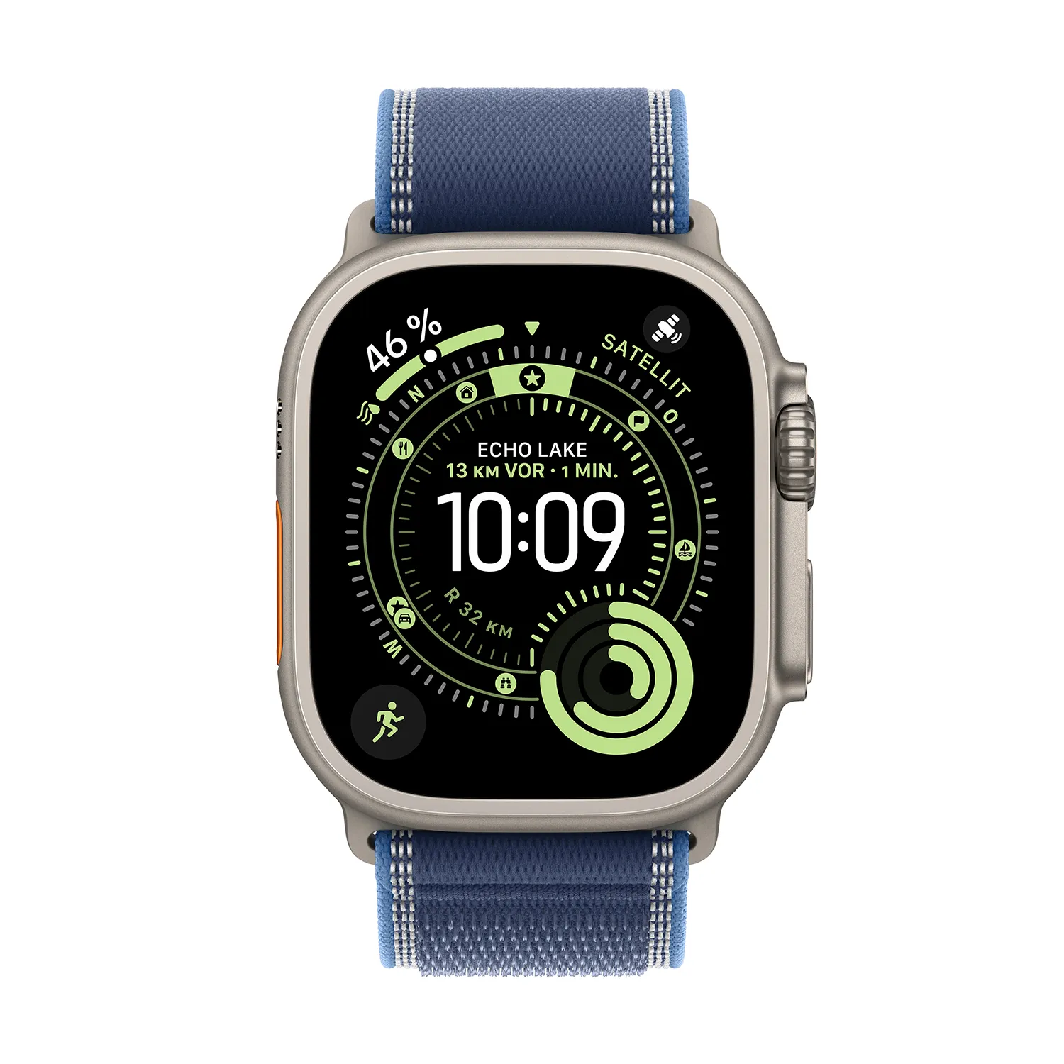 Apple Watch Ultra 3 GPS + Cellular 49mm Natur Titanium Case mit Blau/Hellblau Trail Loop - S/M