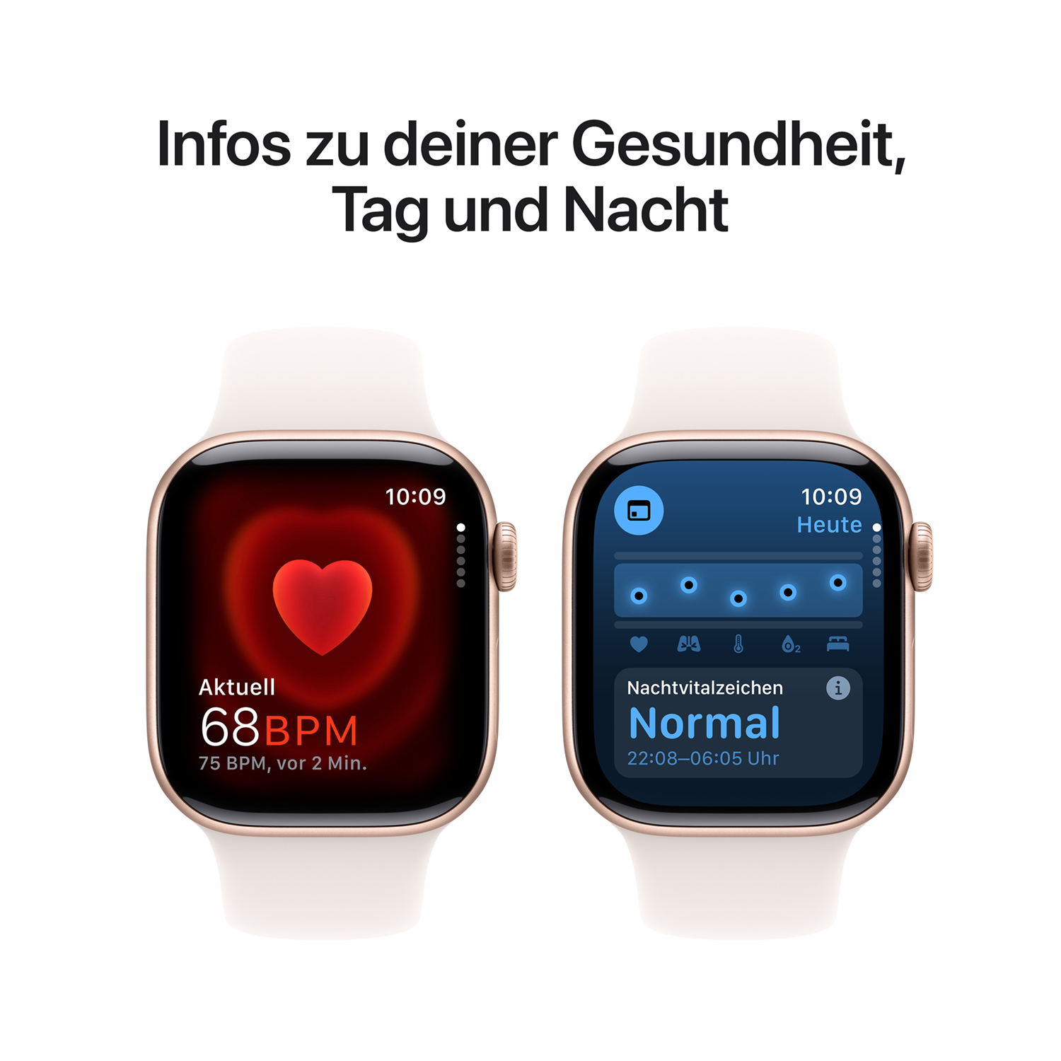 Apple Watch S10 Aluminium 42mm Rosegold Sportarmband blassrosa S M