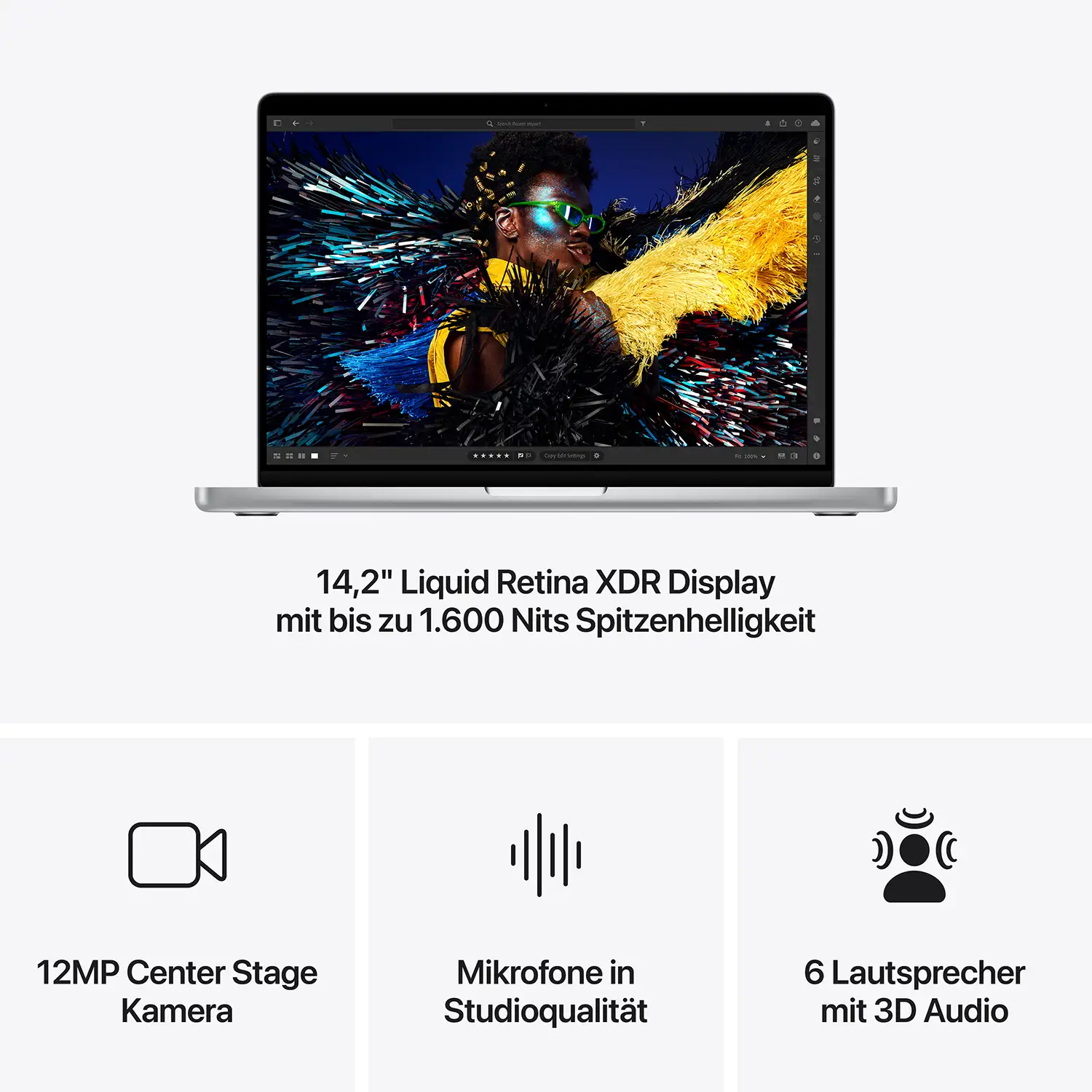 Apple MacBook Pro 14'' M4 10-Core CPU  10-Core GPU - Silber - NanoGlas - 24GB - 1TBSSD - 96W USB‑C Power Adapter