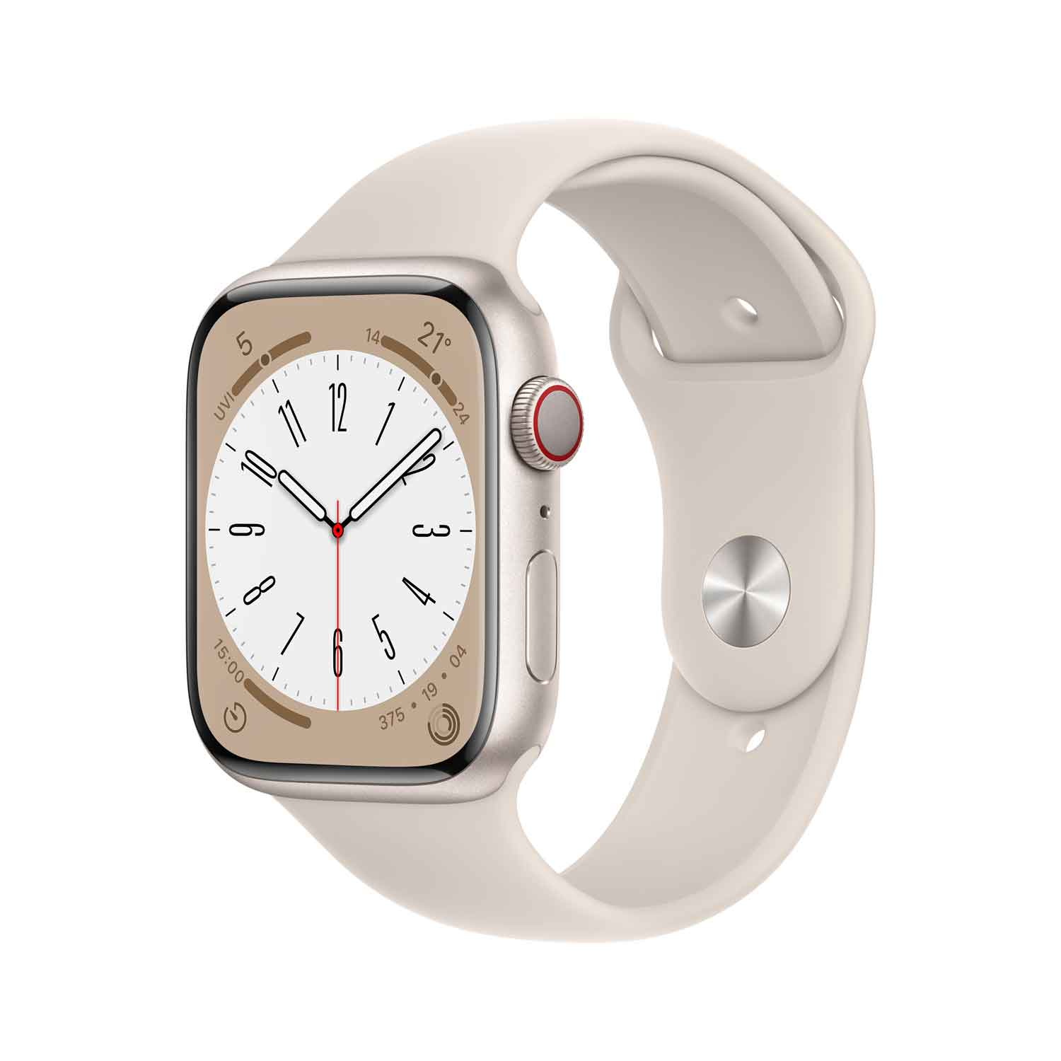Apple Watch S8 Aluminium Cellular 45mm Polarstern (Sportarmband polarstern)