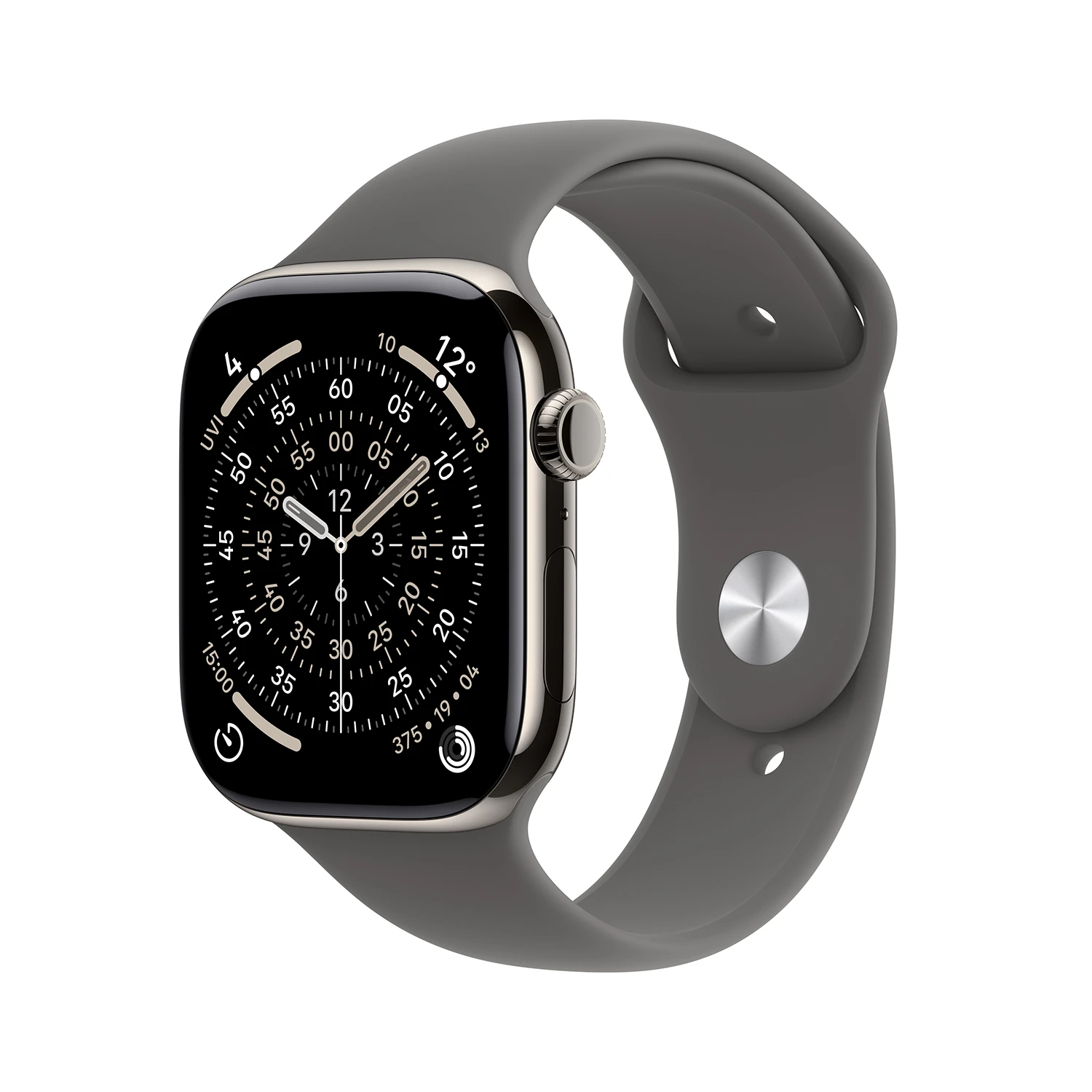 Apple Watch Series 11 GPS + Cellular 46mm Natur Titanium Case mit Steingrau Sport Band - M/L