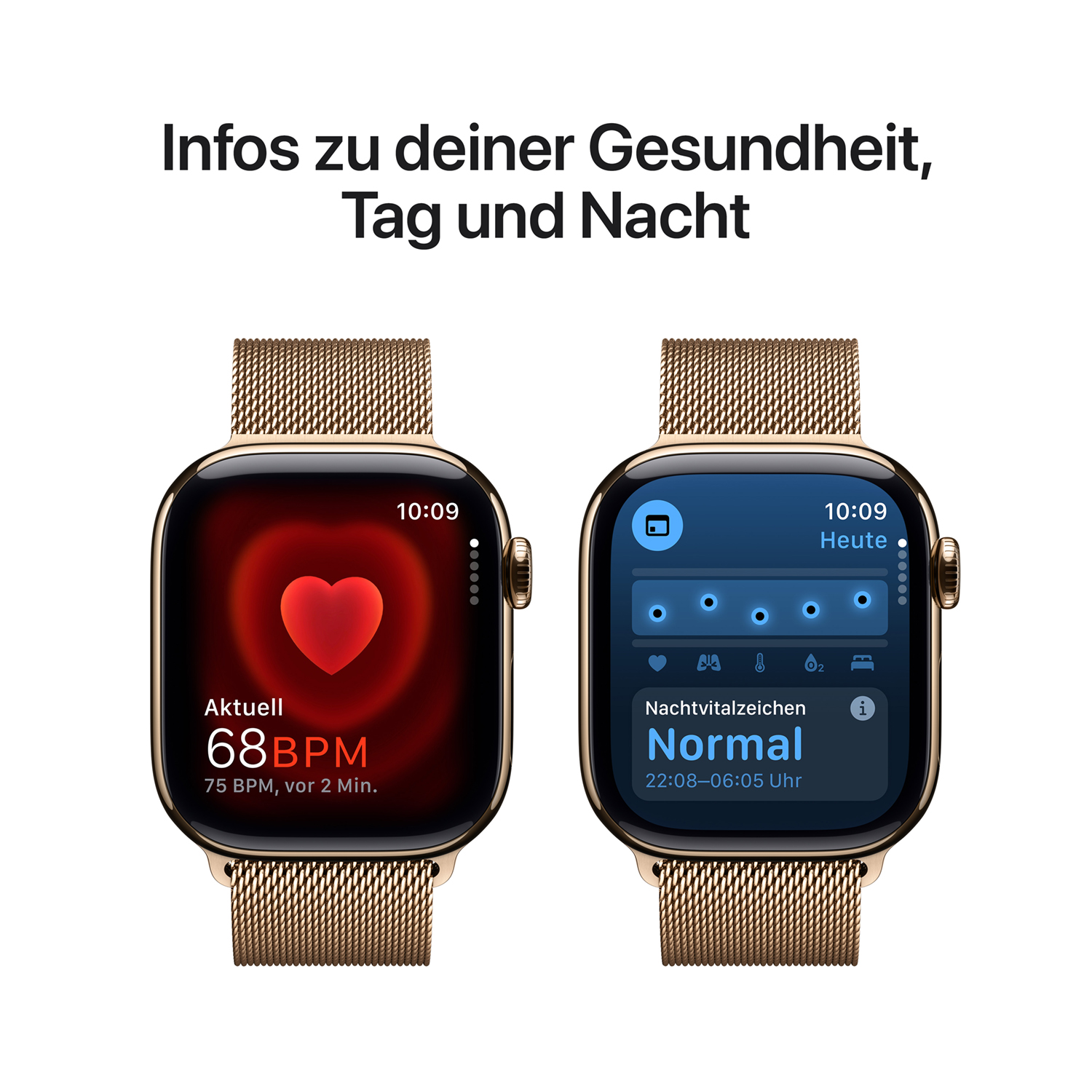 Apple Watch S10 Titan Gold Cellular 42mm Milanaise Armband gold
