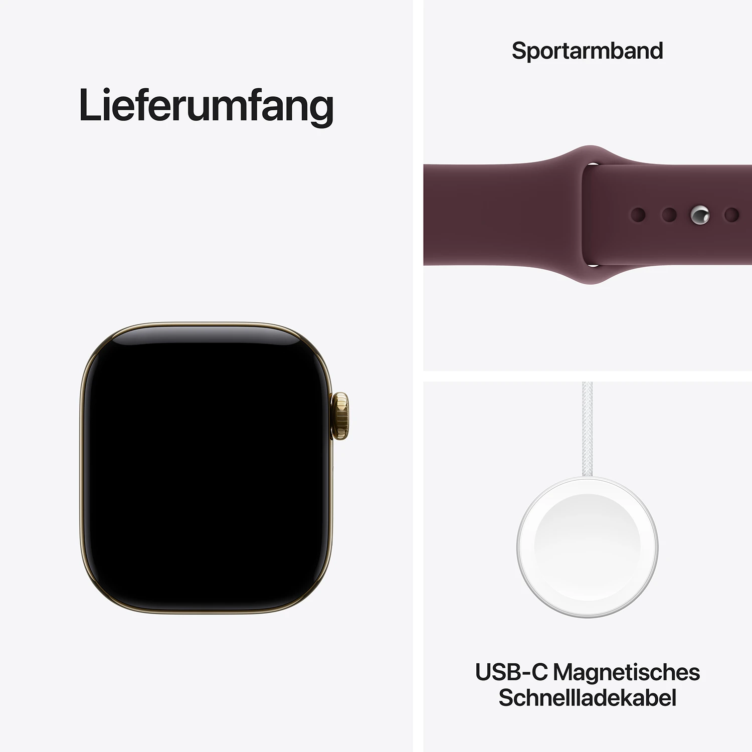 Apple Watch Series 12 GPS + Cellular 42mm Radiant Gold Titanium Case with Burgundy Sport Band - S/M