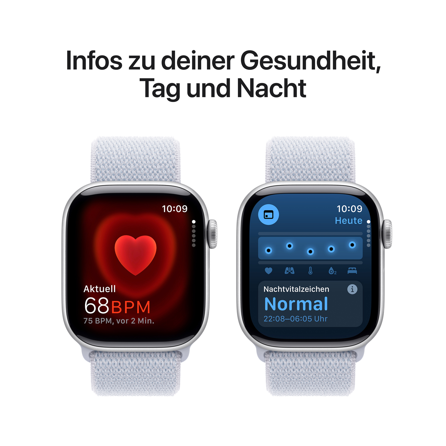 Apple Watch S10 Aluminium 42mm Silber Sport Loop blaue Wolke