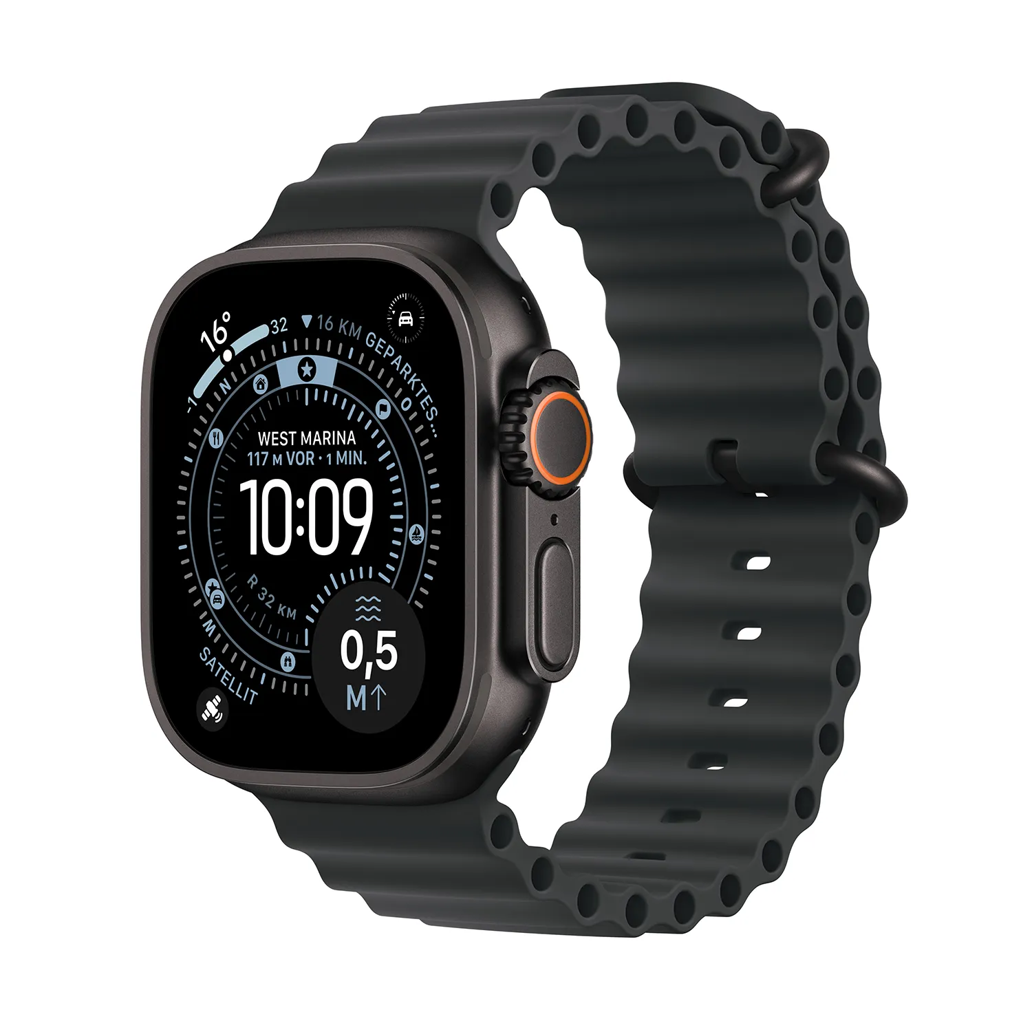 Apple Watch Ultra 3 GPS + Cellular 49mm Schwarz Titanium Case mit schwarzem Ocean Band