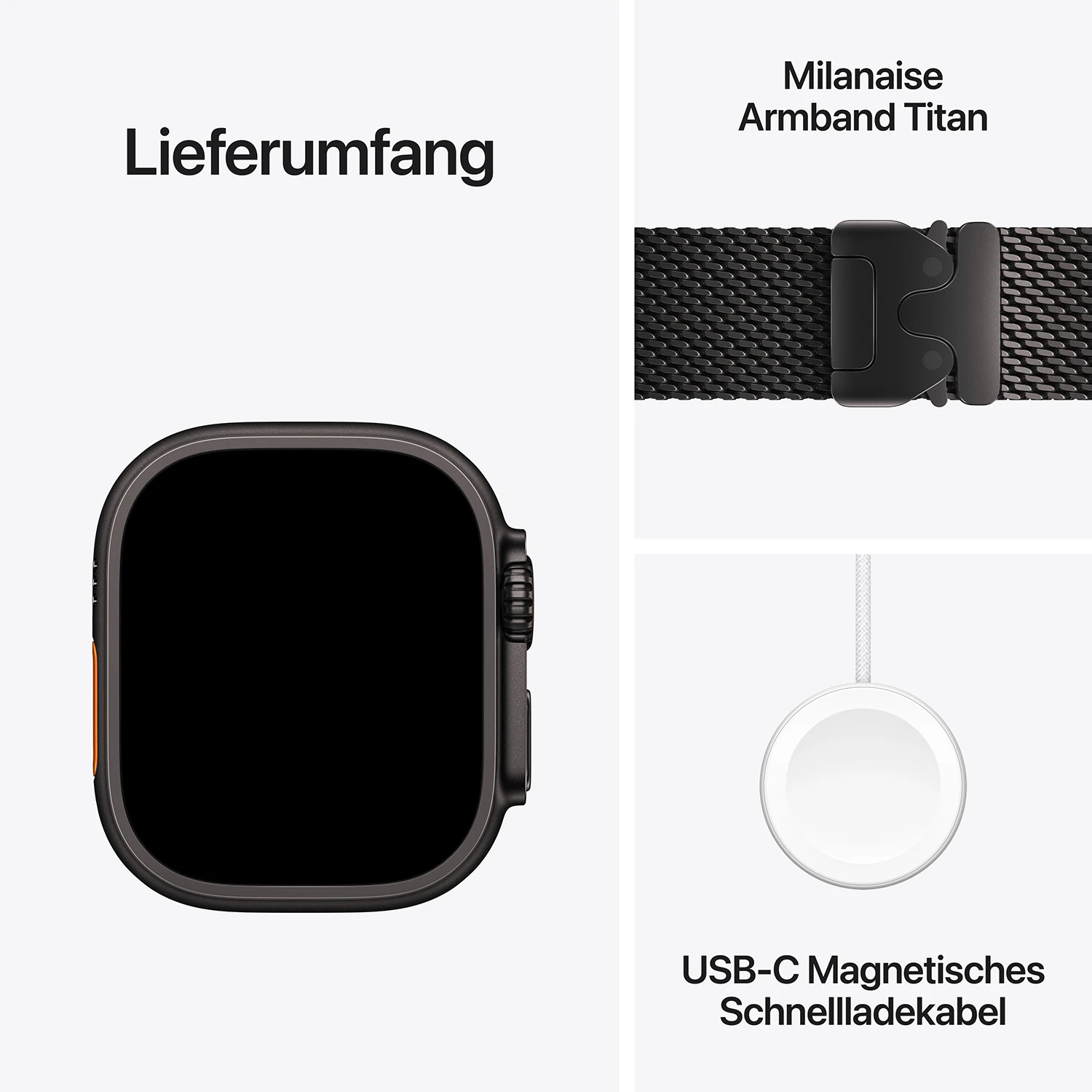 Apple Watch Ultra 4 Titanium Cellular 49mm Schwarz (Milanaise Titan schwarz) S