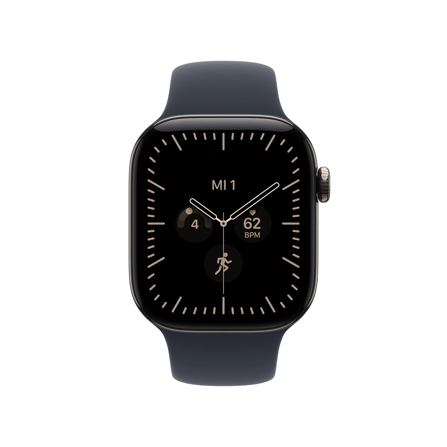 Apple Watch Series 12 GPS + Cellular 42mm Natural Titanium Case with Navy Blue Sport Band - S/M