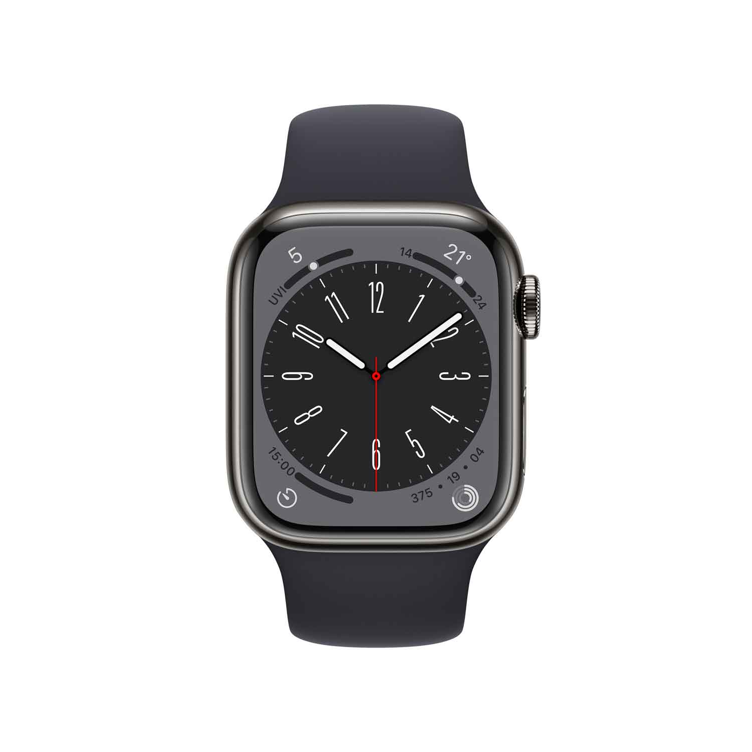 Apple Watch S8 Edelstahl Cellular 41mm Graphit (Sportarmband mitternacht)