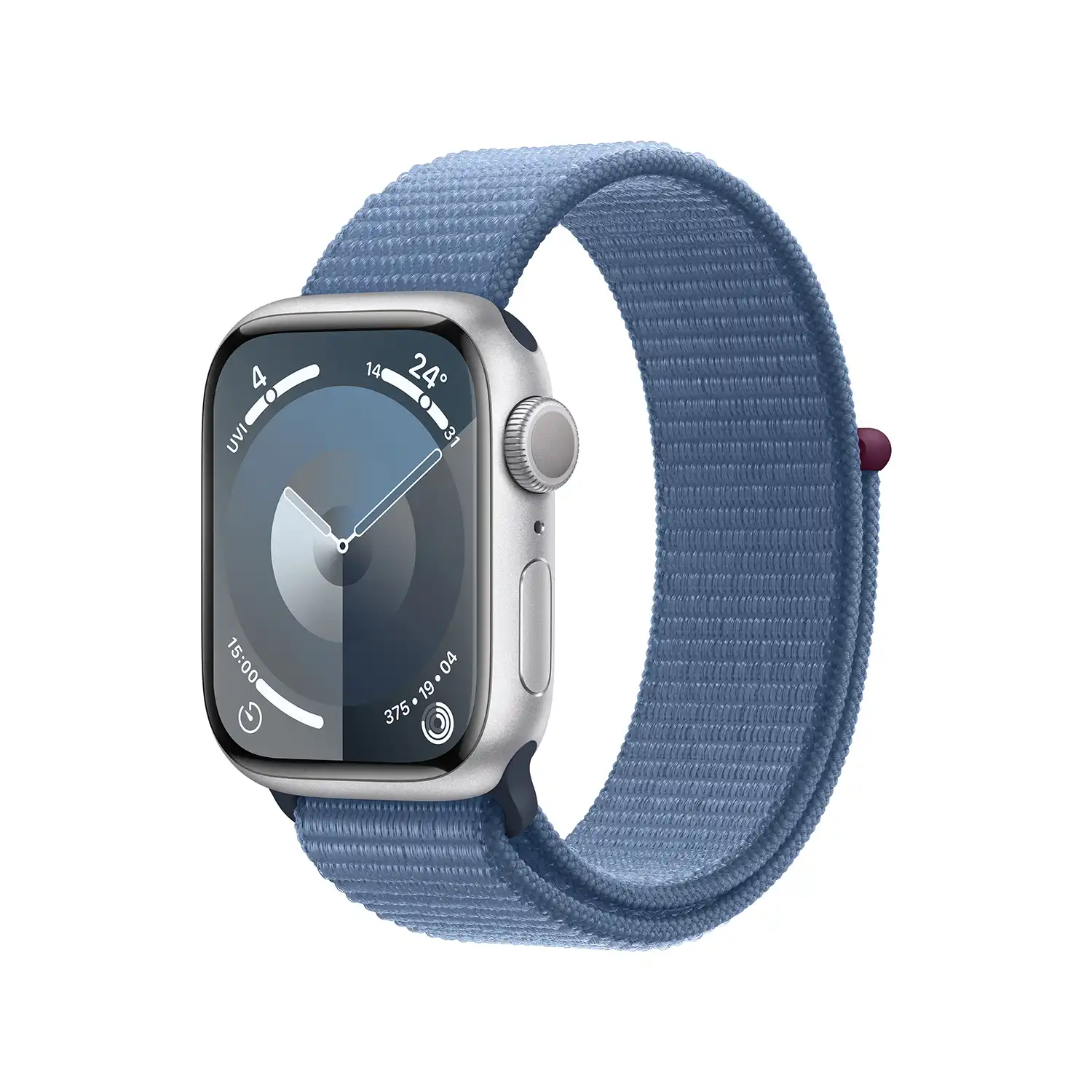 AppleWatch S9 Aluminium 41mm Silber (Sport Loop winterblau)