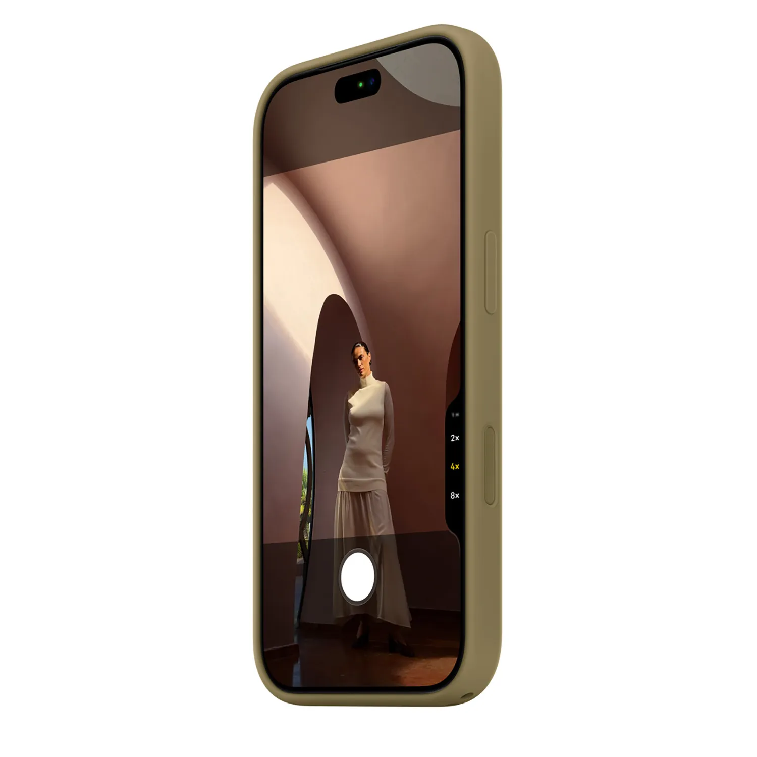 Apple Silikon Case iPhone 18 Pro mit MagSafe (oliv)