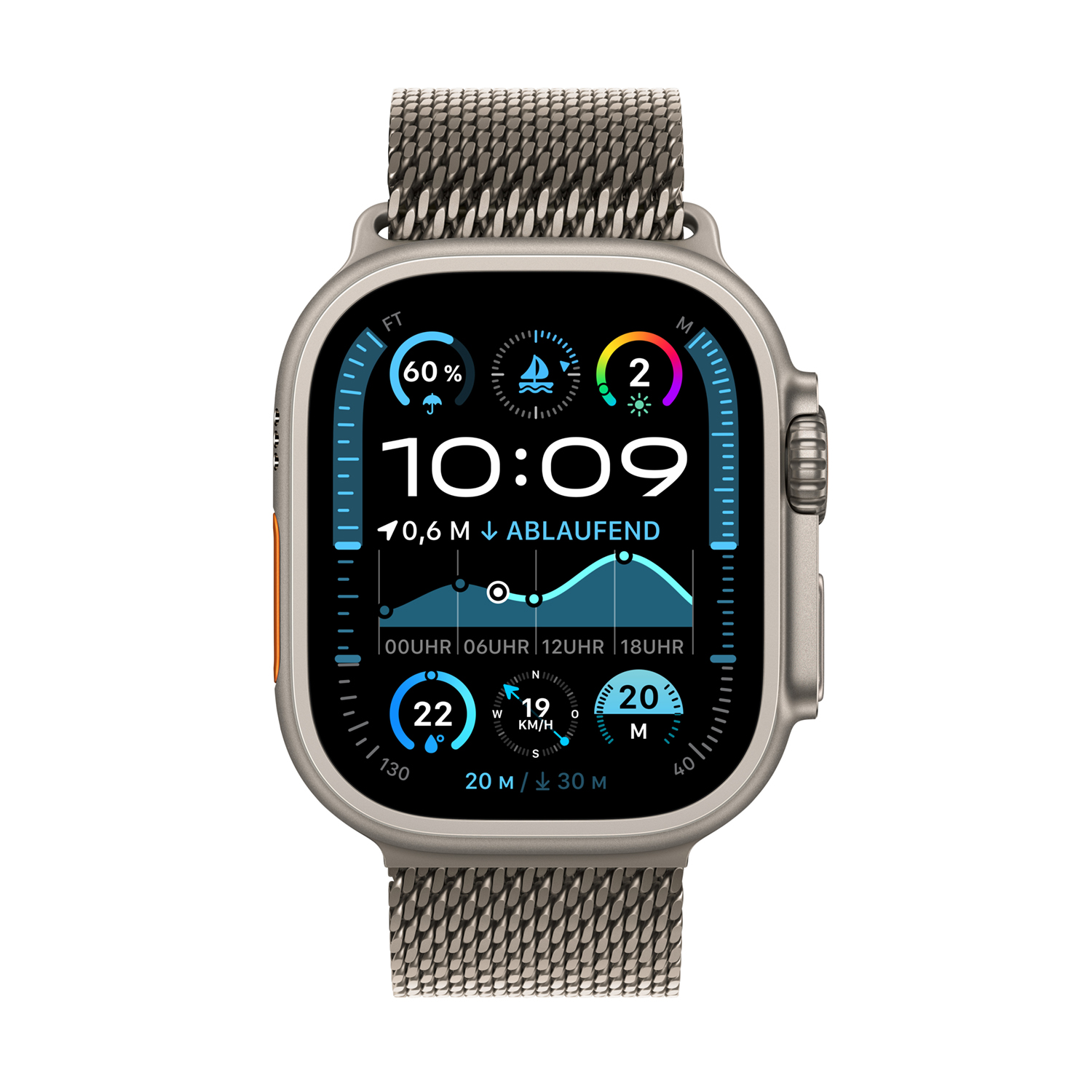Apple Watch Ultra 2 Titanium Cellular 49mm Natur (Milanaise Titan natur) S