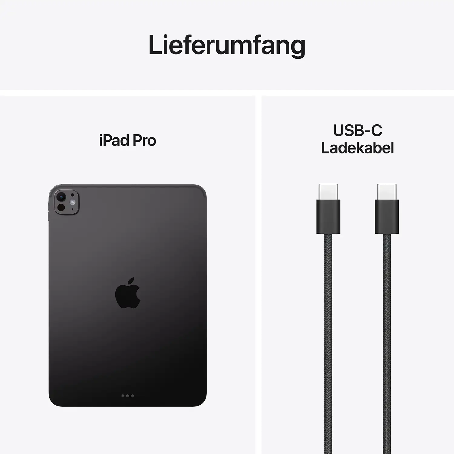 Apple iPad Pro 11 WiFi 256 GB Standardglas - Space Schwarz - 2025 Lieferumfang