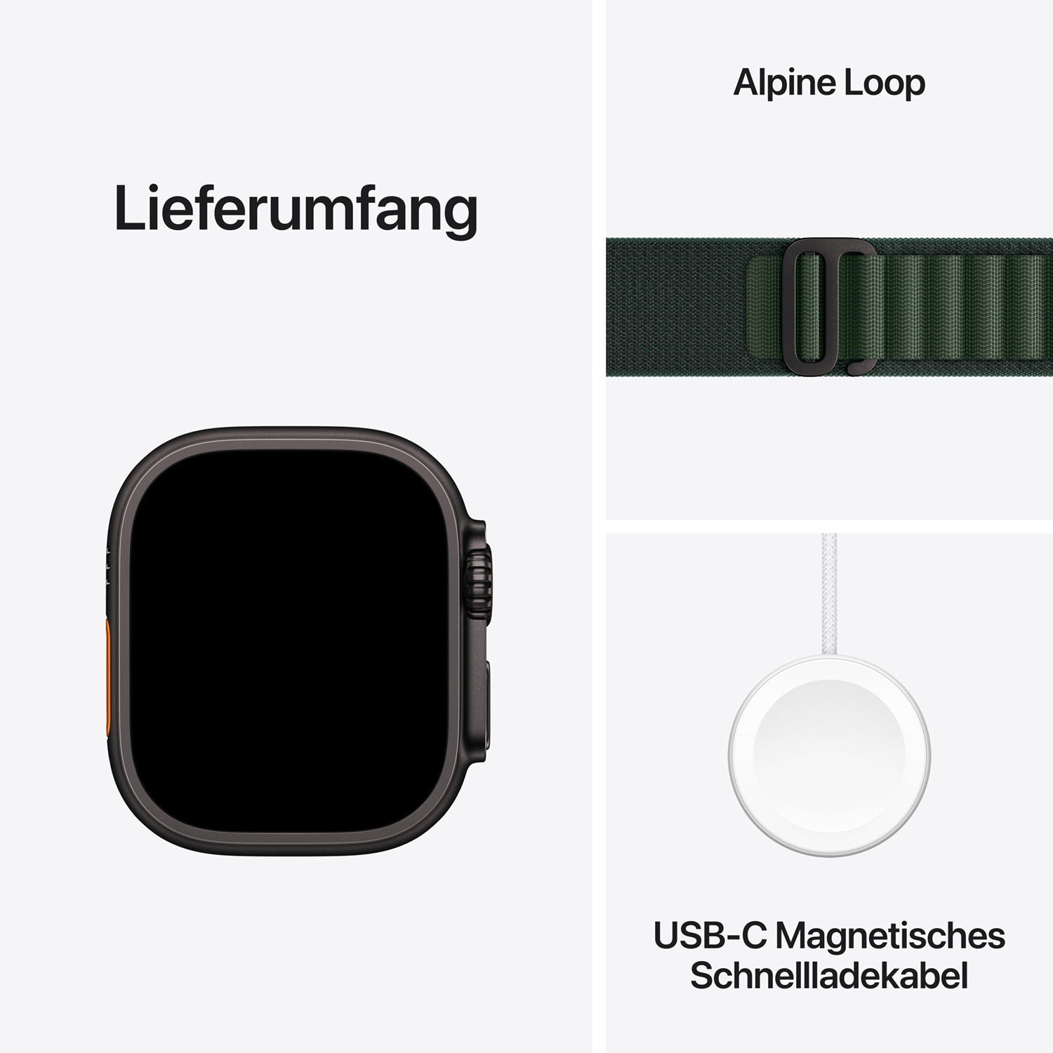 Apple Watch Ultra 2 Titanium Cellular 49mm Schwarz (Alpine Loop dunkelgrün) Small Apple Watch Ultra 2 Titanium Cellular 49mm Schwarz (Alpine Loop dunkelgrün) Small