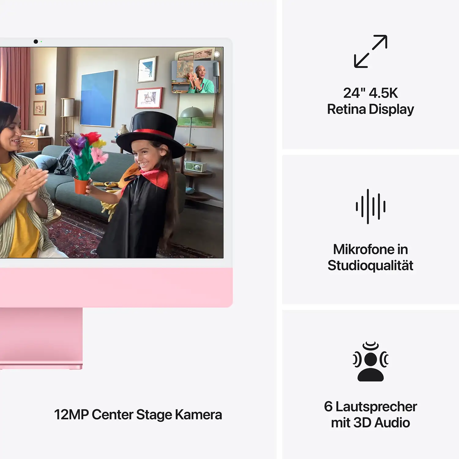 Apple iMac 24'' M4 8-Core CPU 8-Core GPU - 256 GB - 16 GB Pink - 2024 Produktbild: Imac m4 chip 2 port 24 in rosa bild position 7