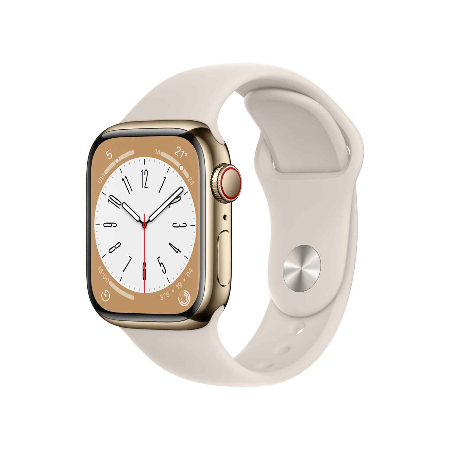 Apple Watch S8 Edelstahl Cellular 41mm Gold (Sportarmband polarstern)