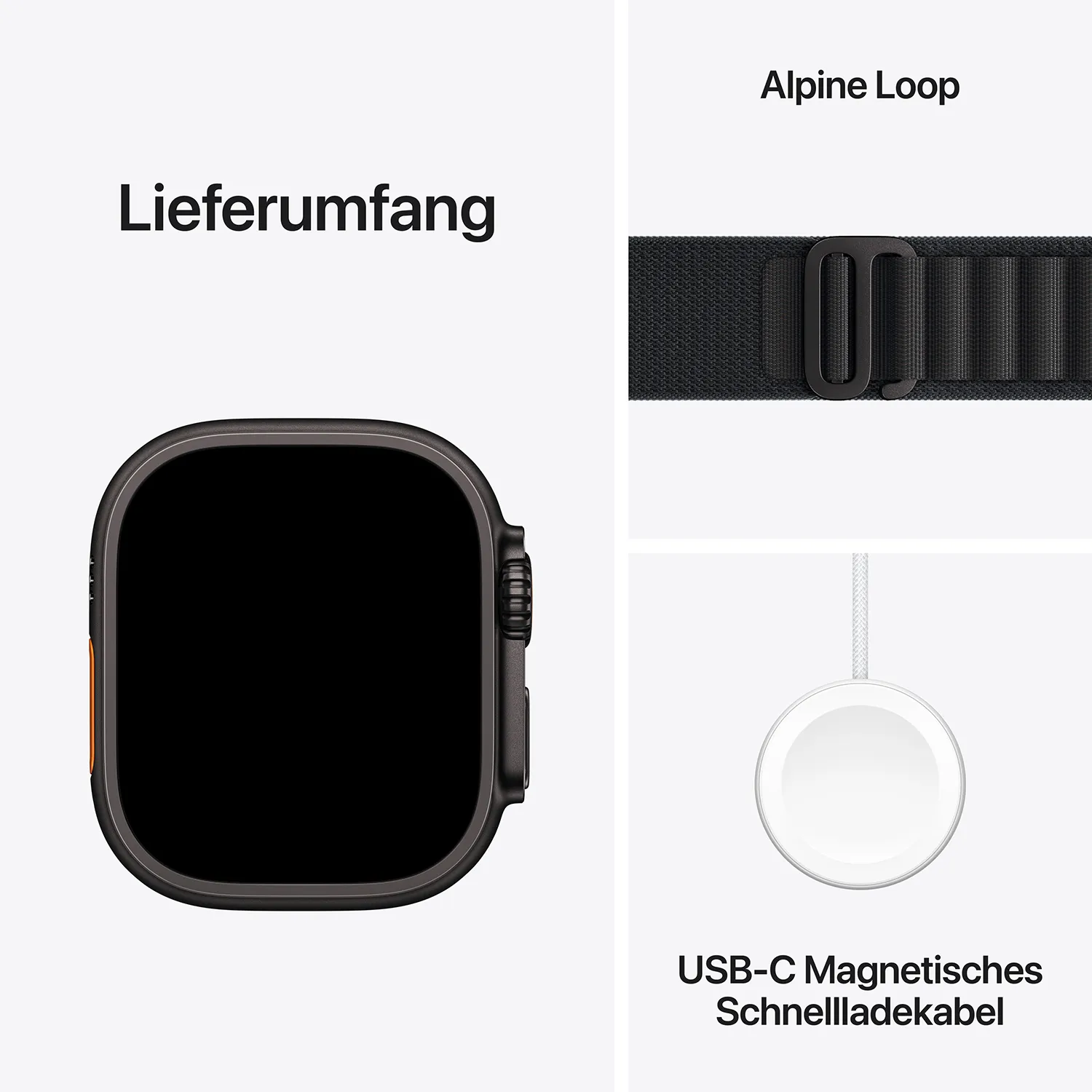Apple Watch Ultra 3 GPS + Cellular 49mm Schwarz Titanium Case mit schwarzem Alpine Loop - Small