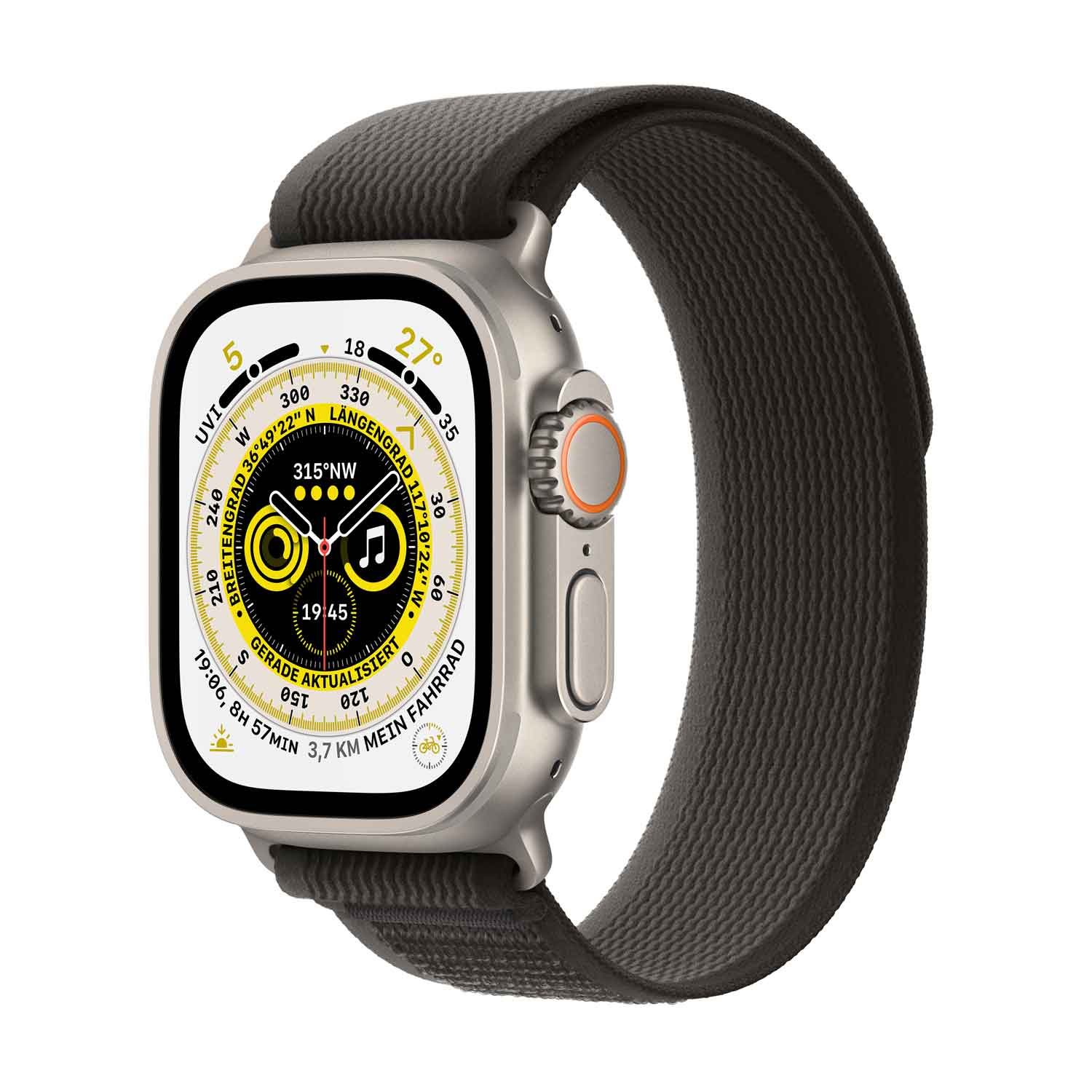 Apple Watch Ultra Titanium Cellular 49mm (Trail Loop schwarz/grau) S/M