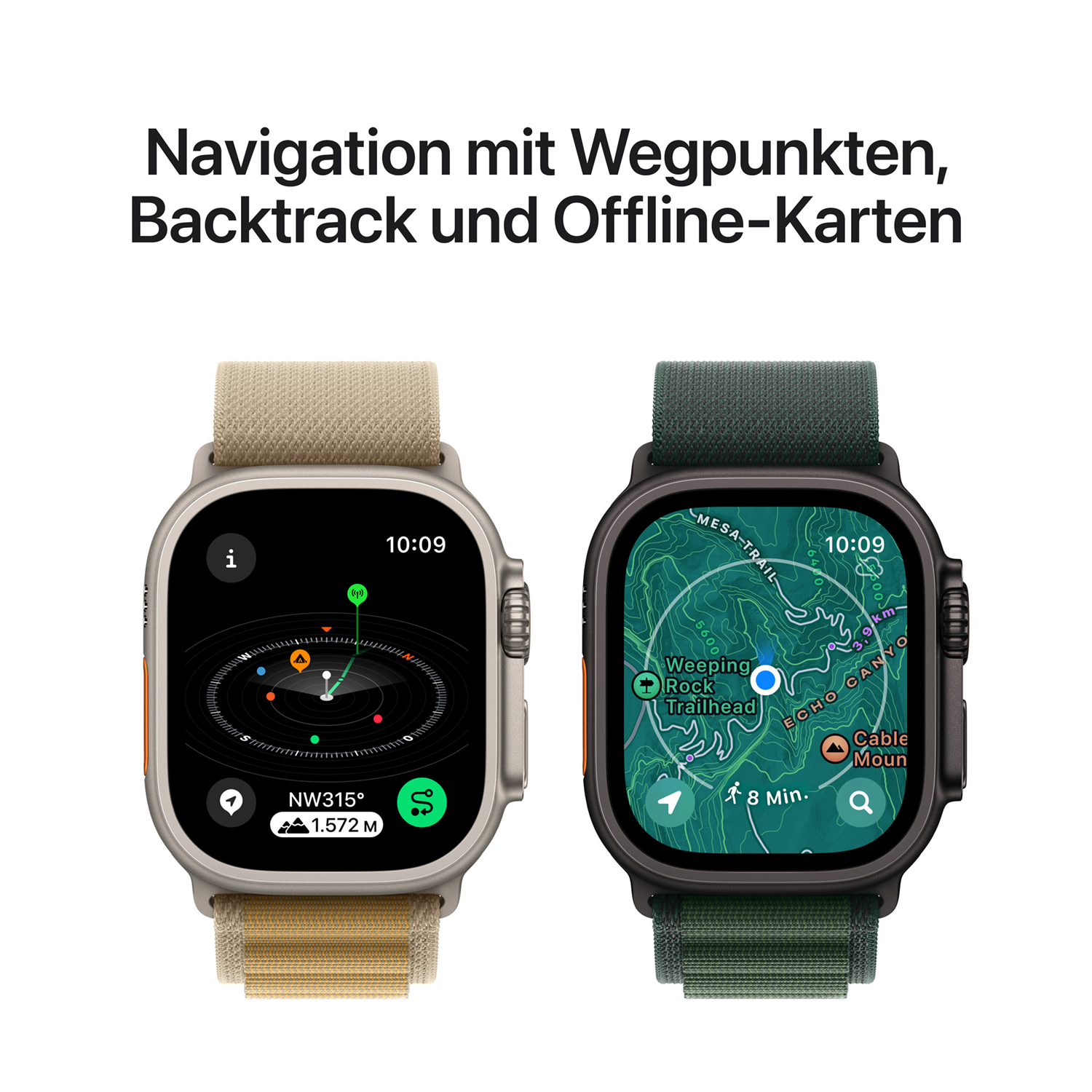 Apple Watch Ultra 2 Titanium Cellular 49mm Schwarz (Alpine Loop dunkelgrün) Small Apple Watch Ultra 2 Titanium Cellular 49mm Schwarz (Alpine Loop dunkelgrün) Small
