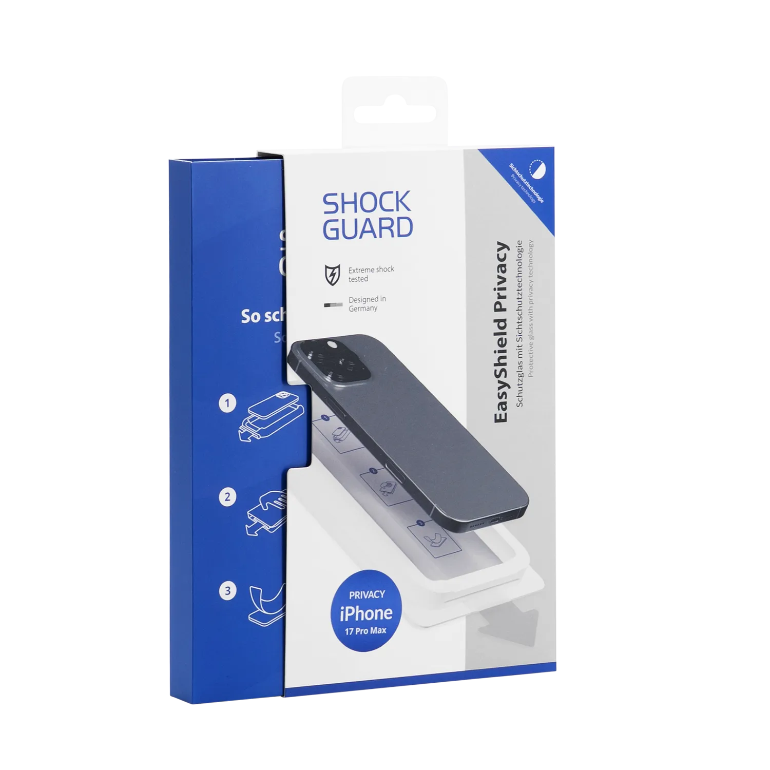 Shockguard EasyShield Privacy iPhone 17 Pro Max inkl. Positionierhilfe