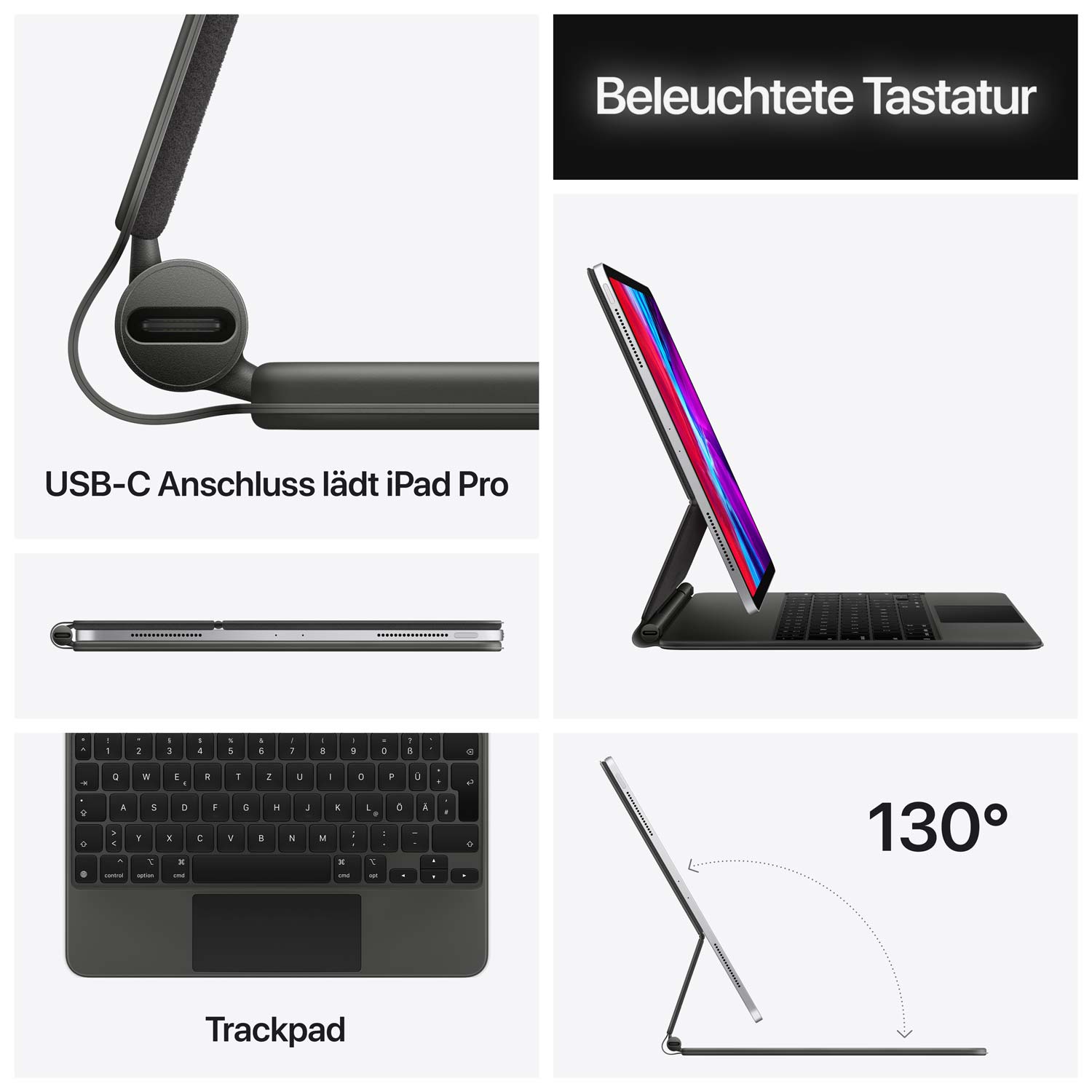Apple Magic Keyboard für das 11'' iPad Pro (1.+2.+3.+4. Generation) & iPad Air 10.9'' Schwarz - Deutsch