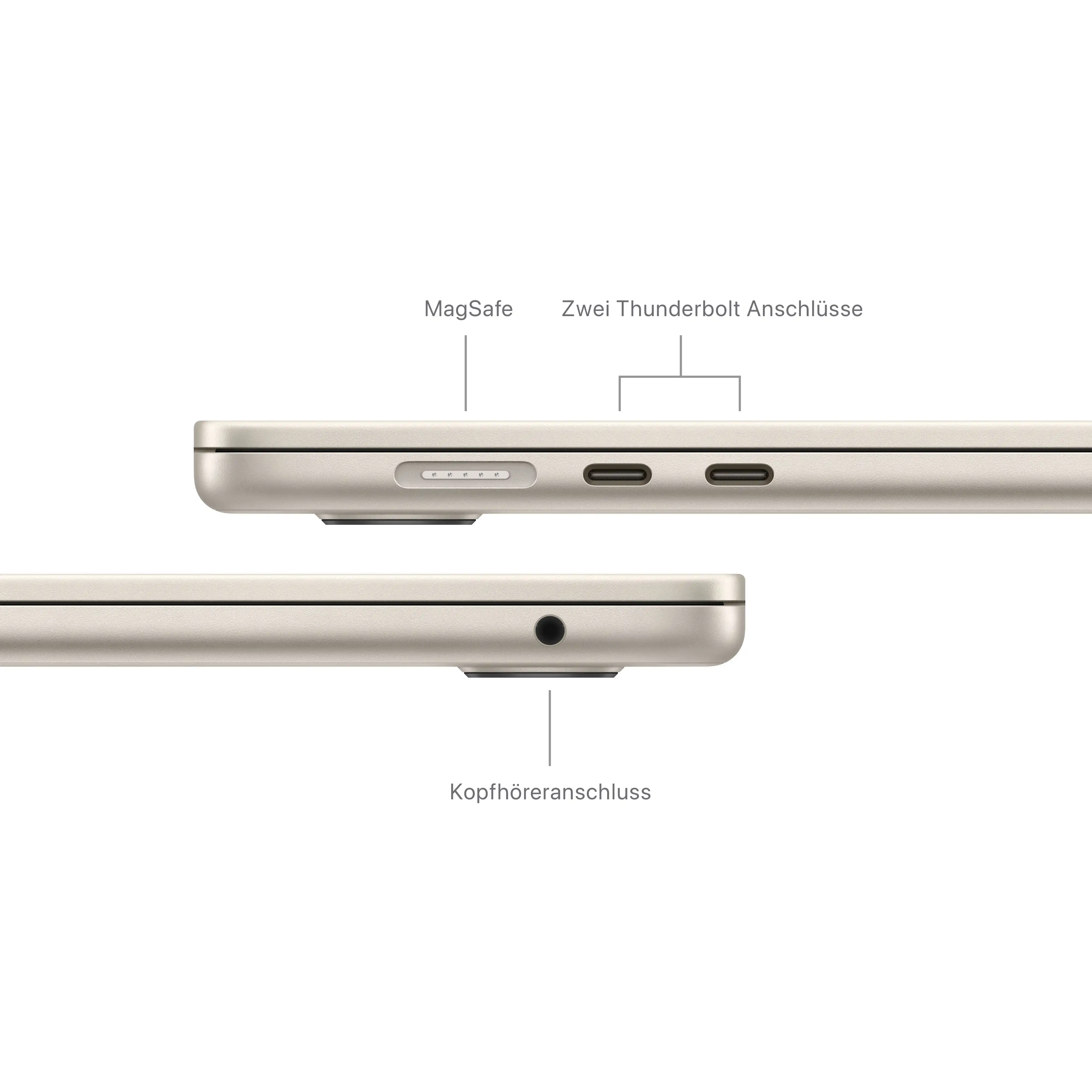 RP// Macbook Air 15'' - M3 8-Core CPU 10-Core GPU - 16 GB - 256 GB SSD - Polarstern // 2024 Produktbild: Macbook air 15 in m3 polarstern bild position 7