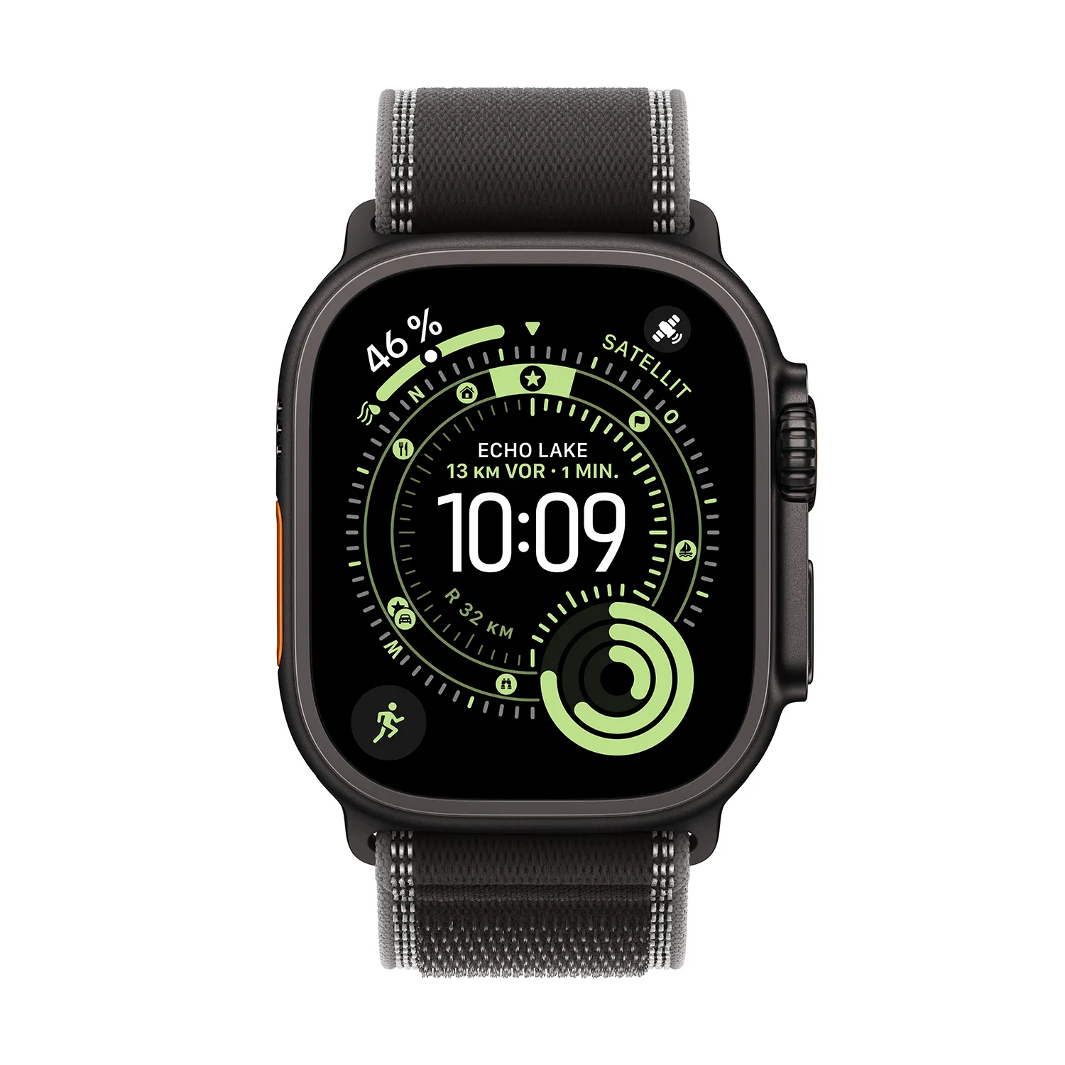 Apple Watch Ultra 3 GPS + Cellular 49mm Schwarz Titanium Case mit Schwarz/Kohlegrau Trail Loop - S/M