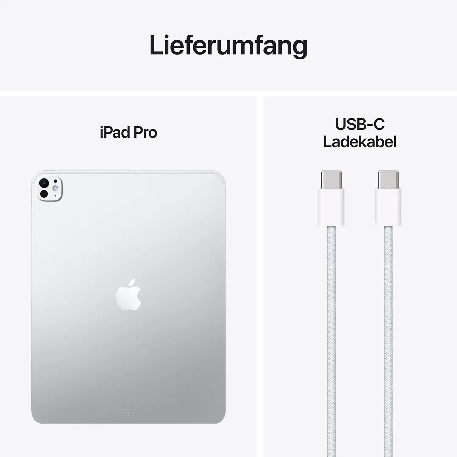 Apple iPad Pro 13 WiFi 256 GB Standardglas - Silber - 2025 Lieferumfang