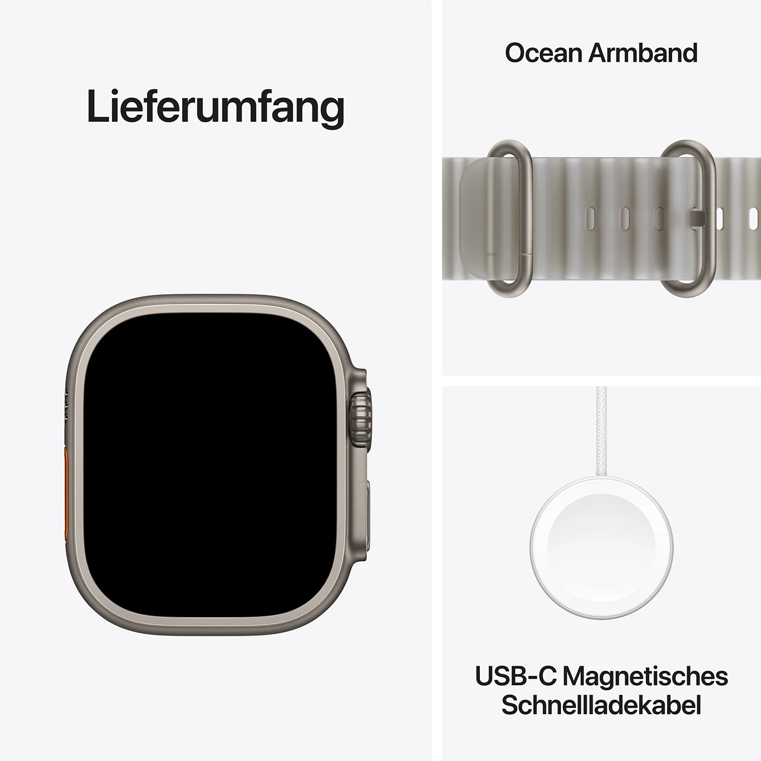 Apple Watch Ultra 4 Titanium Cellular 49mm Natur (Ocean Armband halbtransparentes grau)