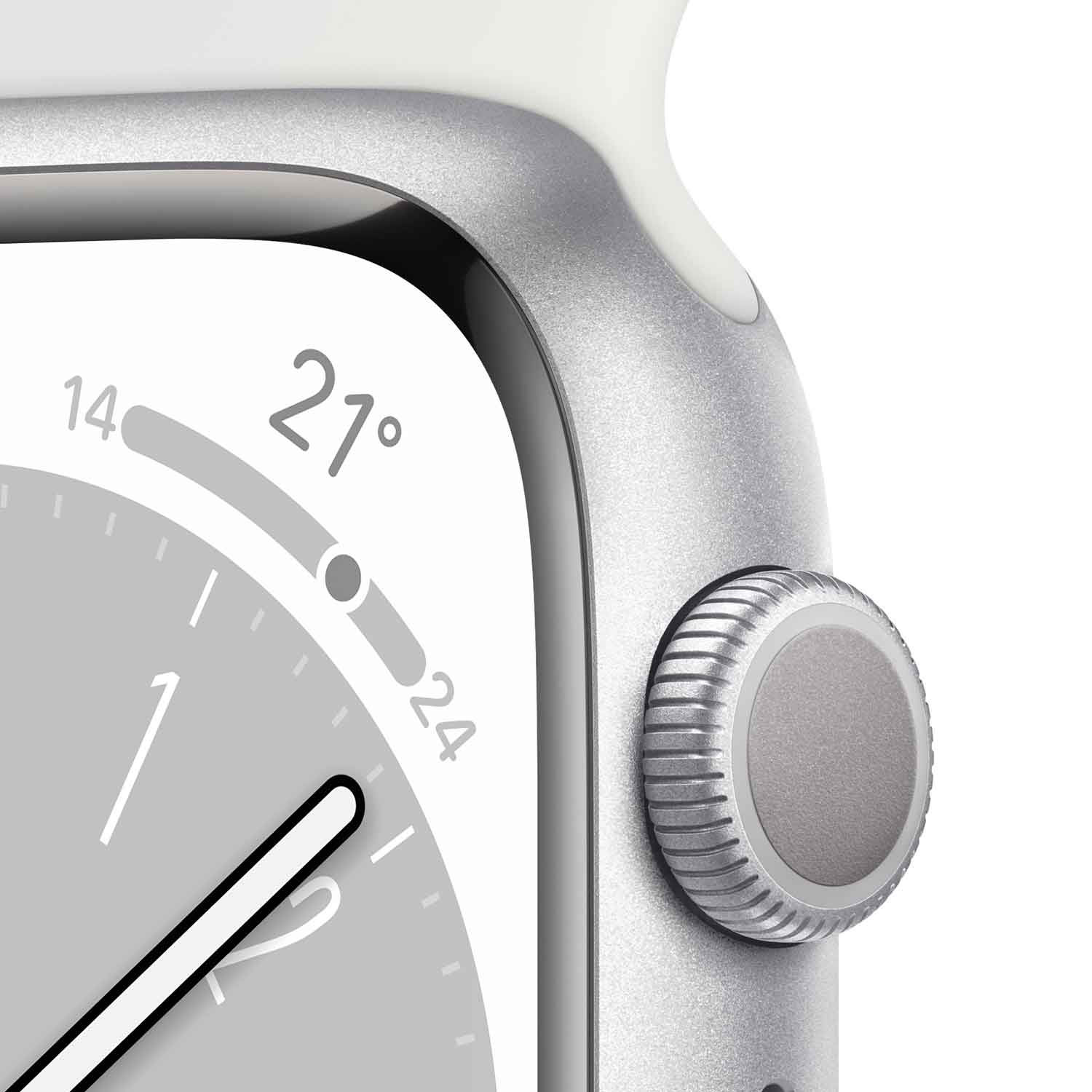 Apple Watch S8 Aluminium 41mm Silber (Sportarmband weiß)