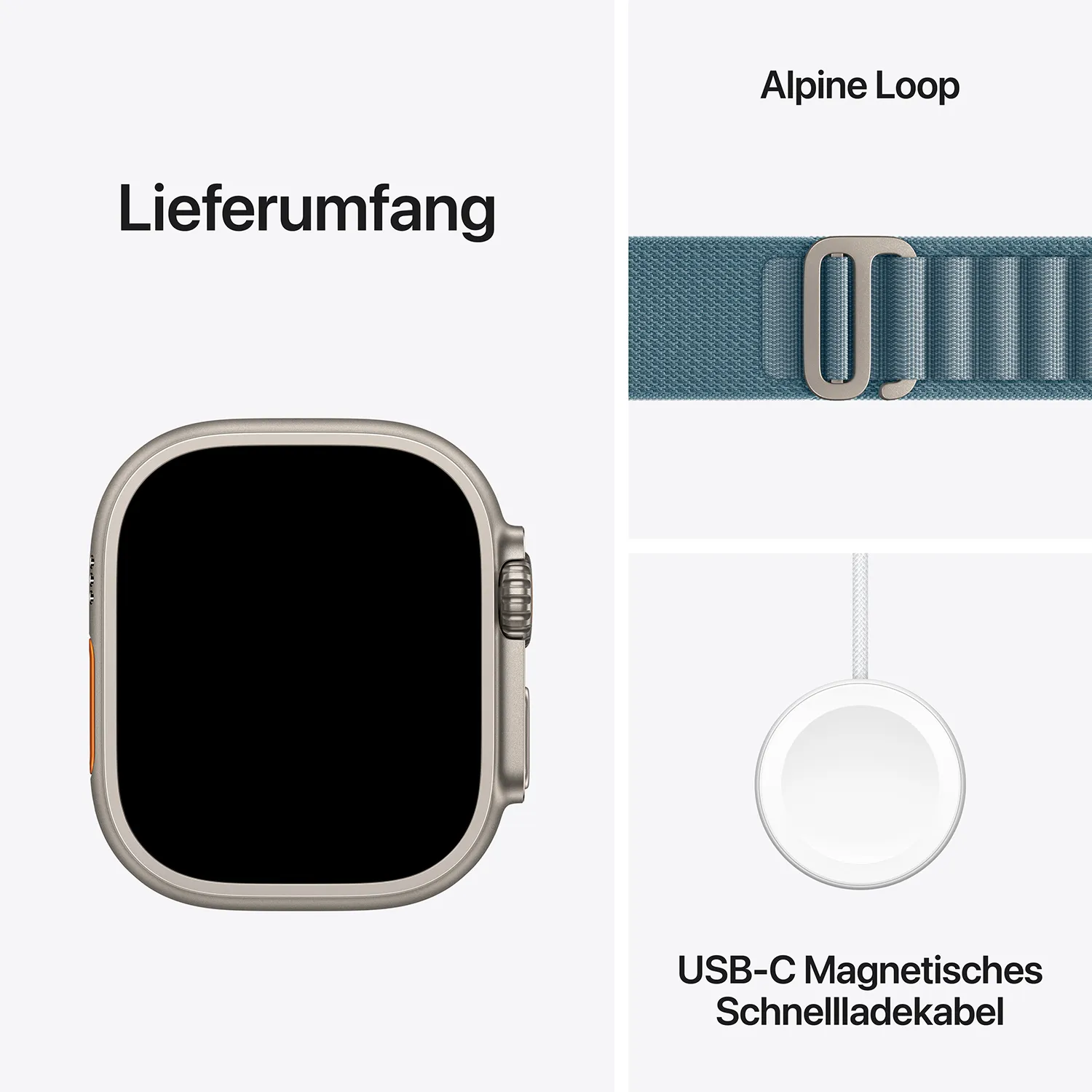 Apple Watch Ultra 3 GPS + Cellular 49mm Natur Titanium Case mit Hellblau Alpine Loop Small