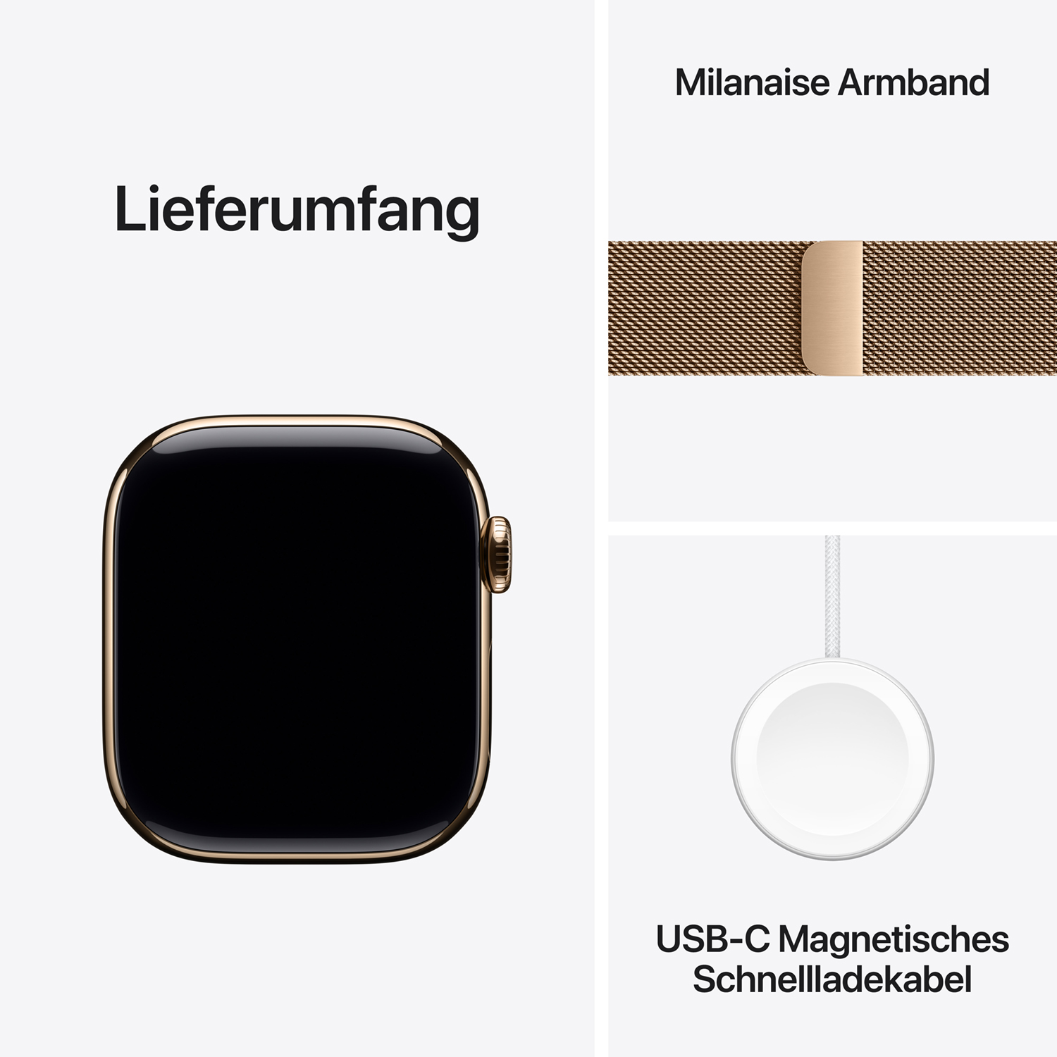 Apple Watch S10 Titan Gold Cellular 42mm Milanaise Armband gold